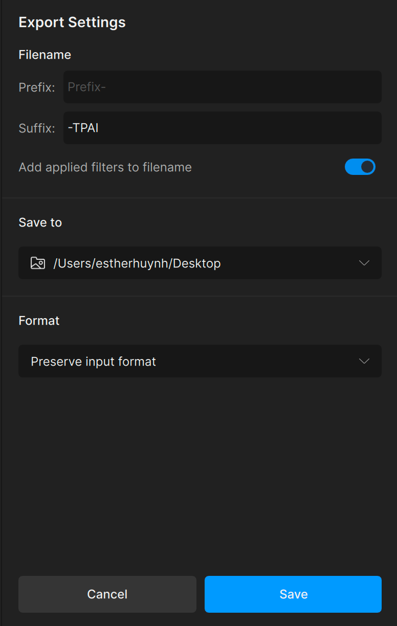 Export Settings