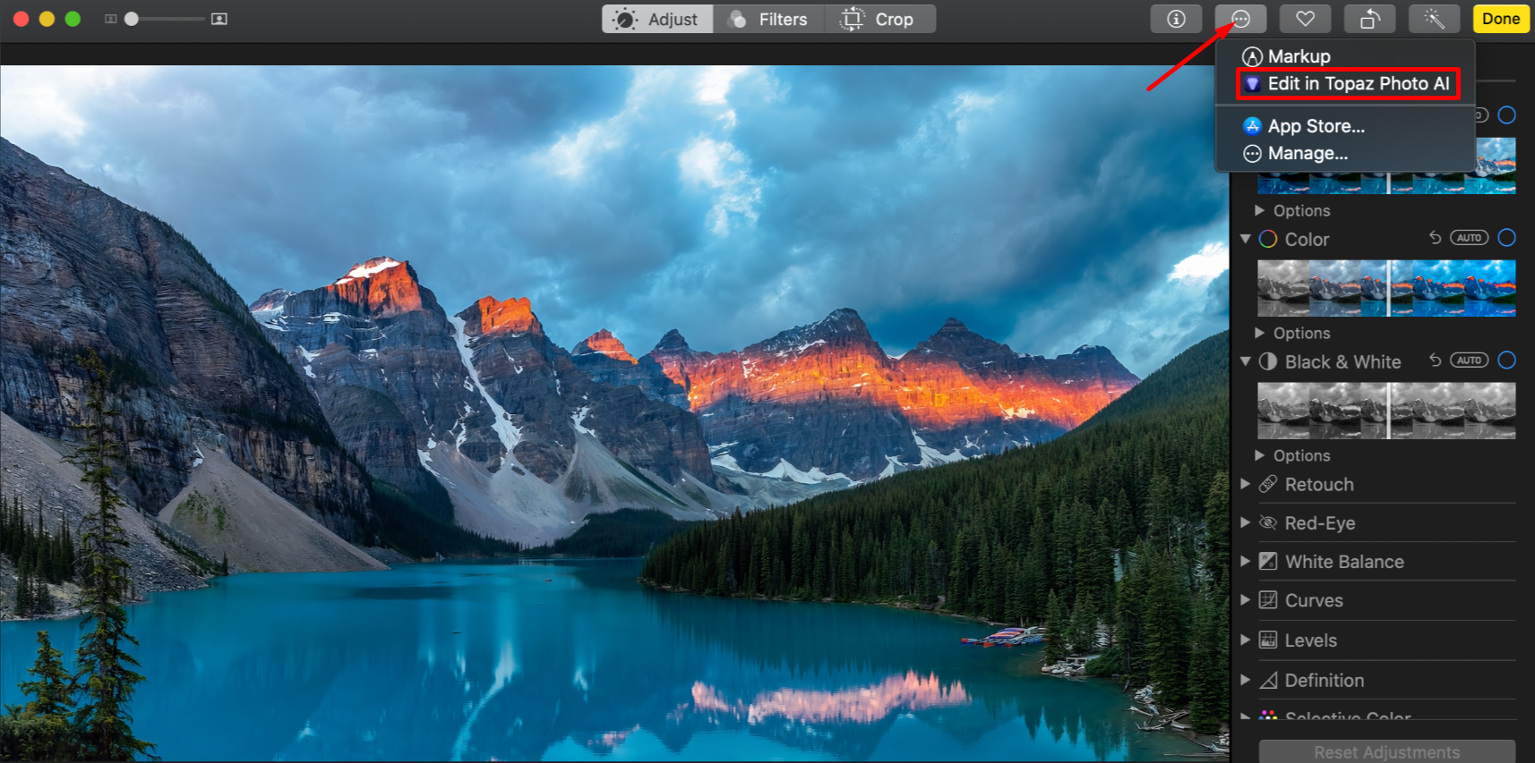 Apple Photos 'Edit in Topaz Photo AI'