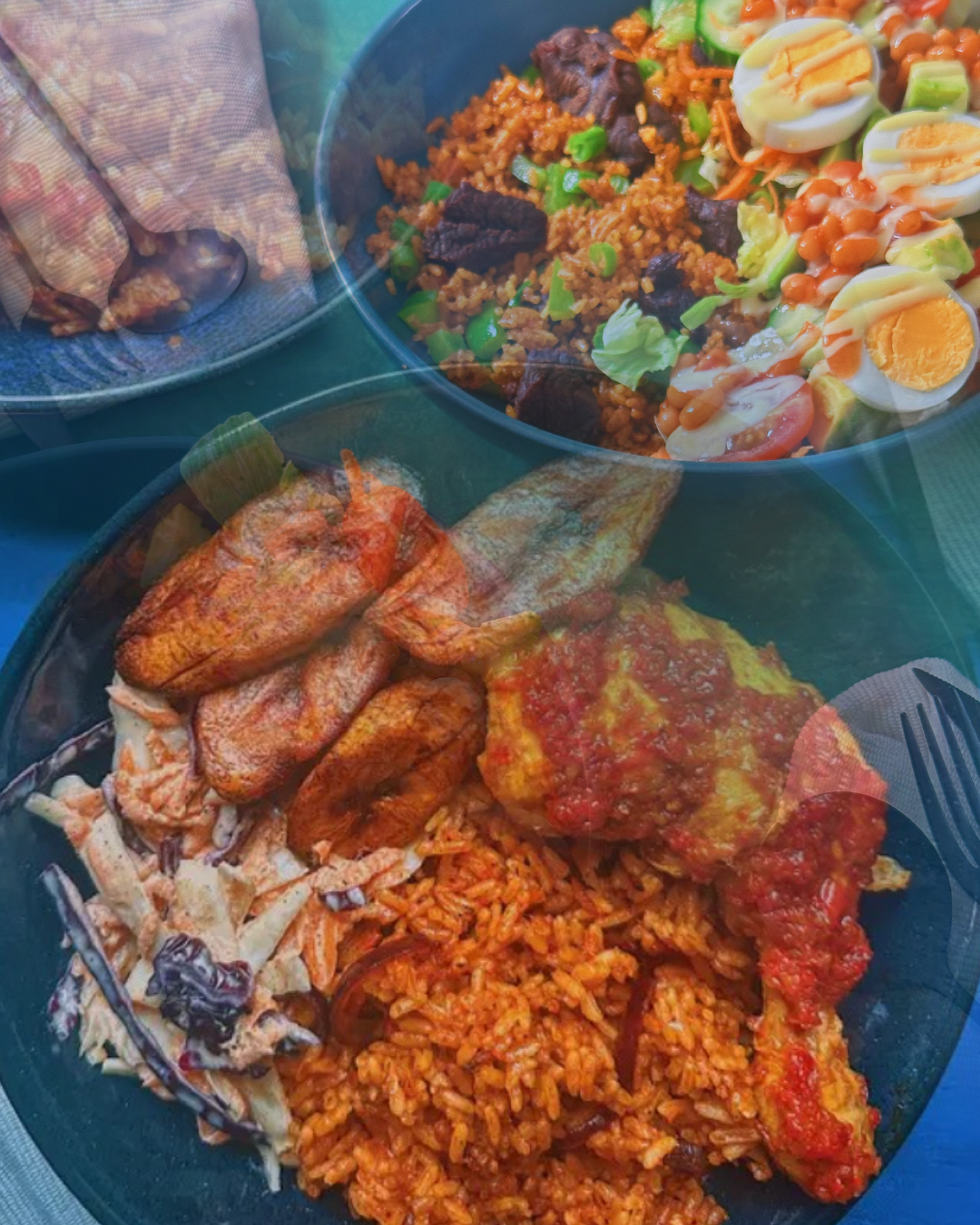 A blend of Nigerian and Ghanaian Jollof dishes