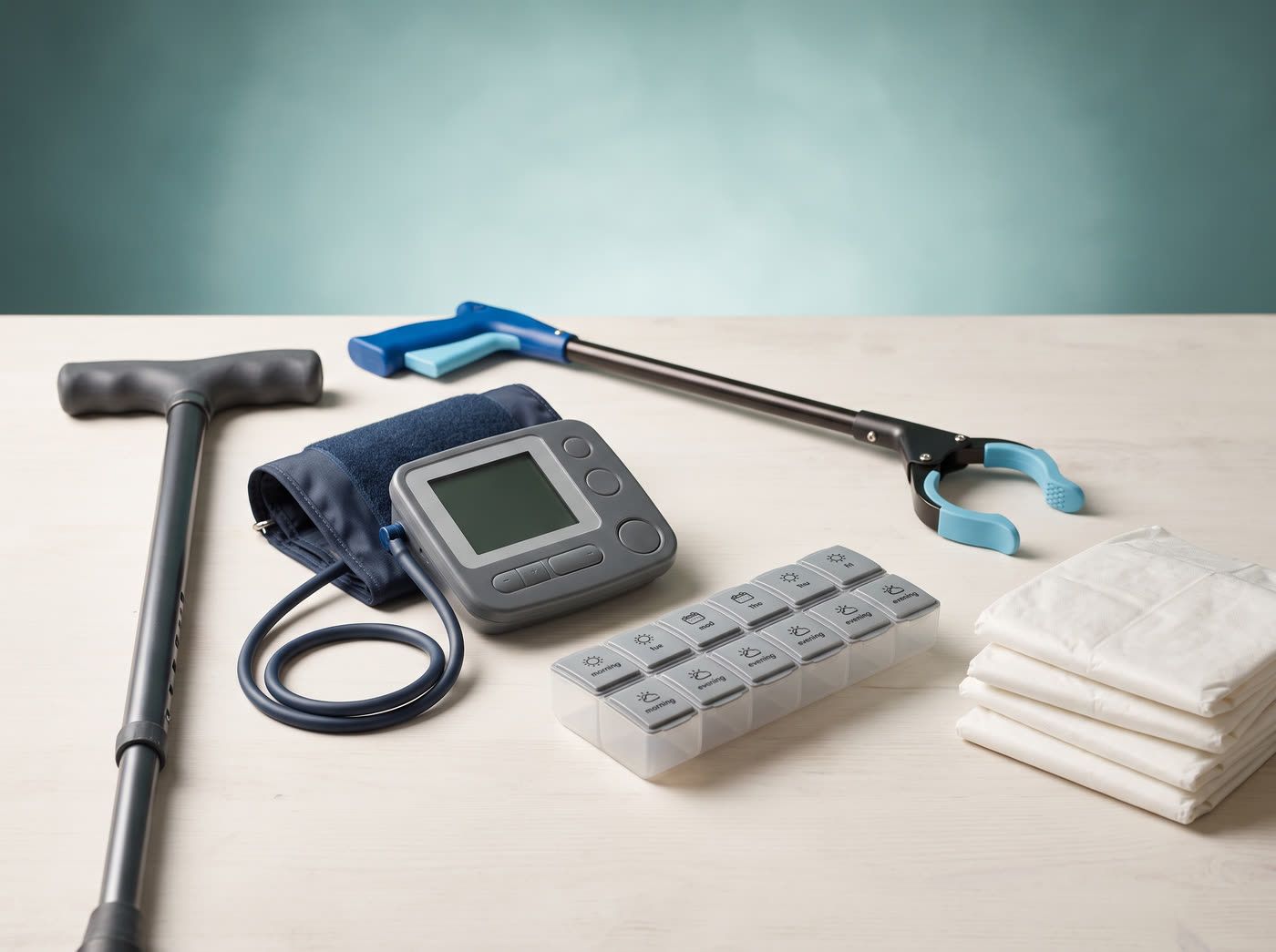 Consommables médicaux : gants d'examen, seringues, compresses et pansements
