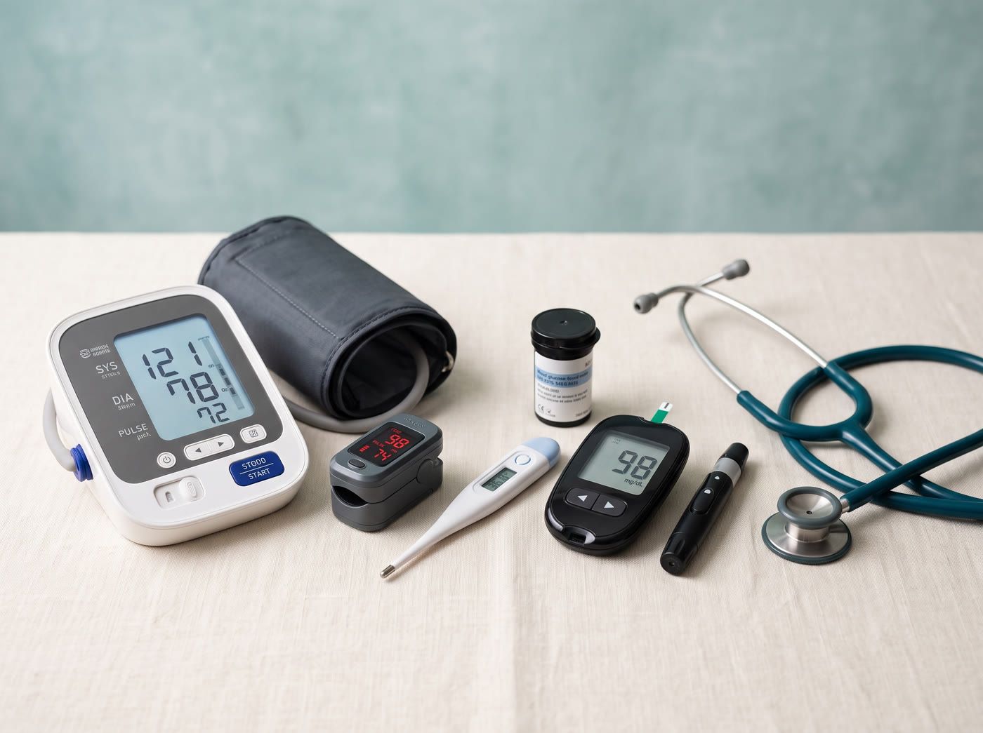 Consommables médicaux : gants d'examen, seringues, compresses et pansements