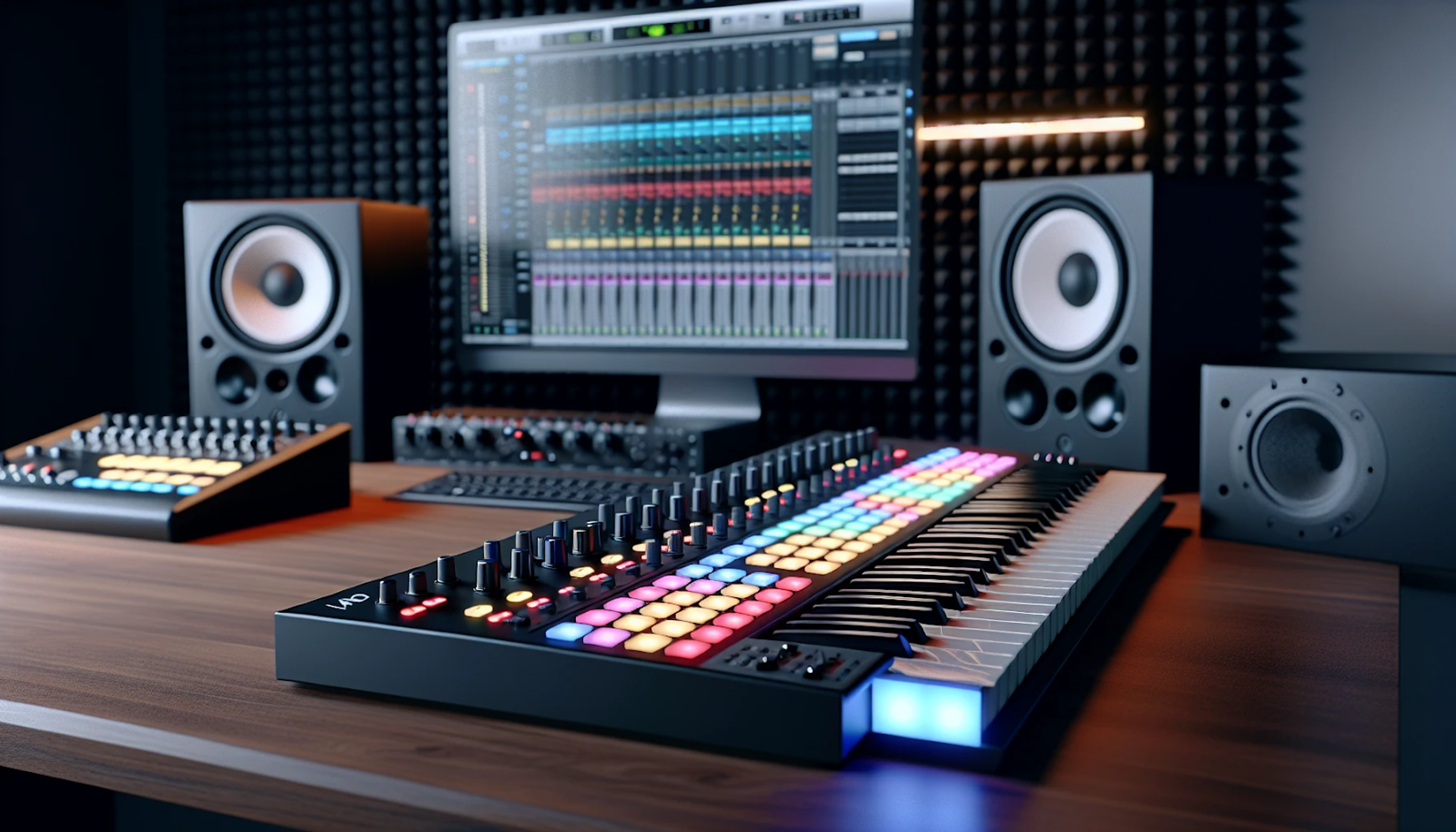 M Audio MIDI keyboard in a studio setup