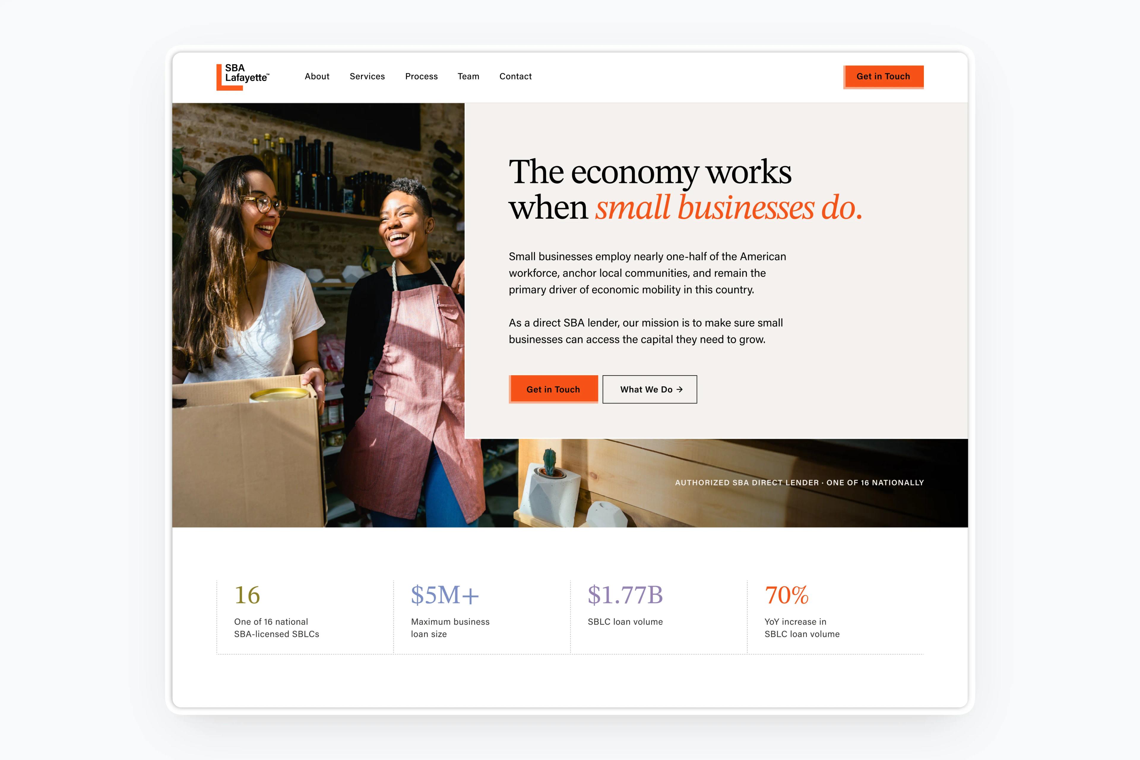 SBA Lafayette homepage hero