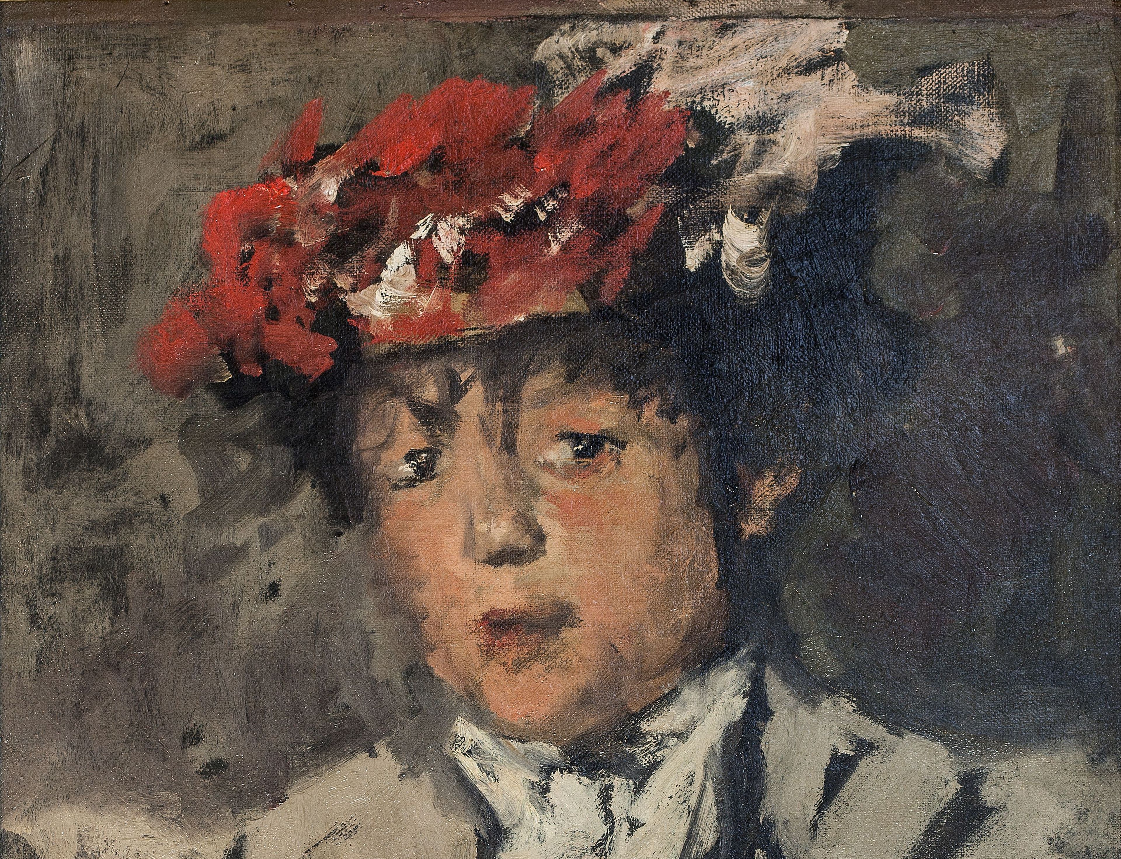 Coba Ritsema, Portret van jonge vrouw met rode hoed, ca. 1900-1910, Teylers Museum