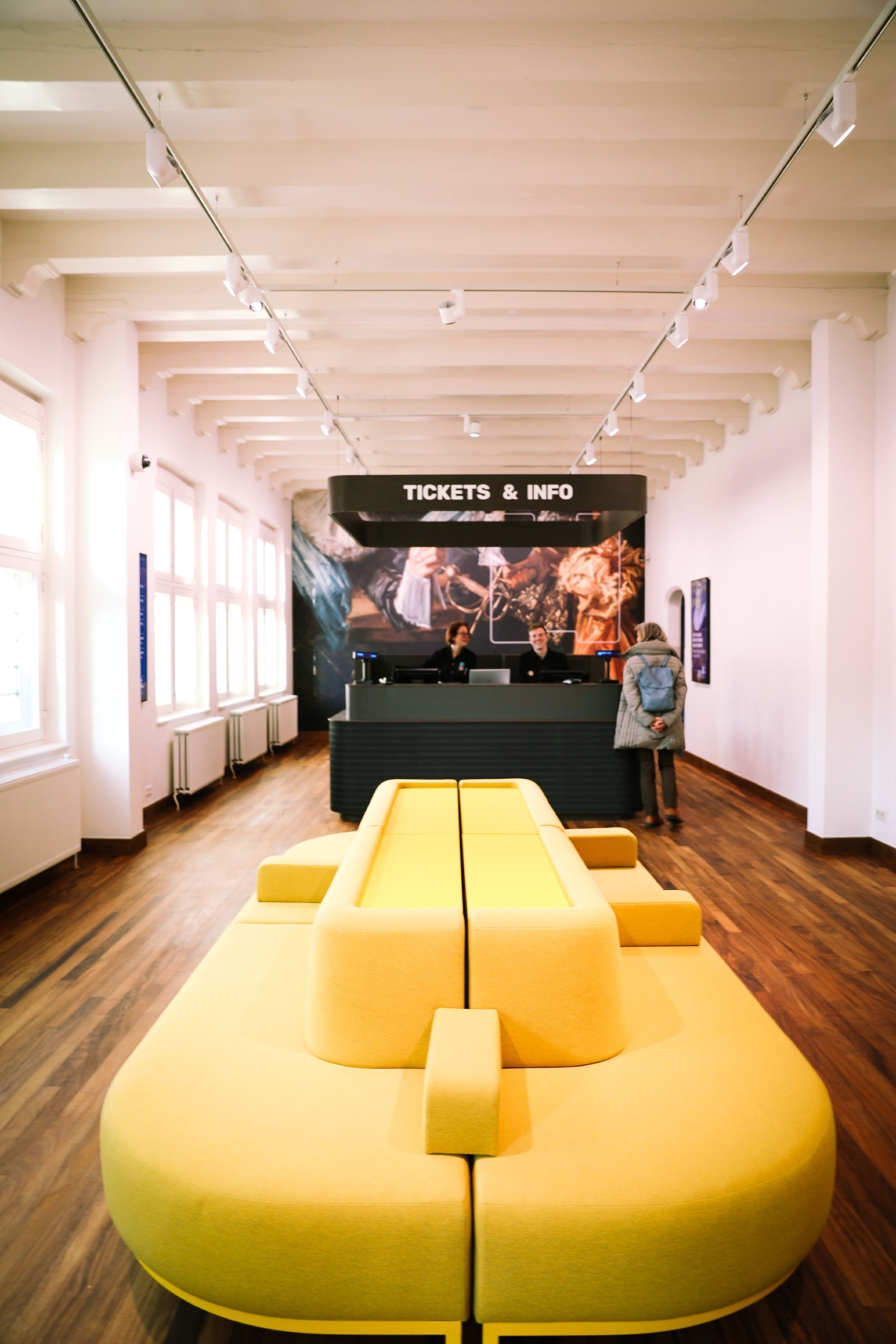 Entrance hall and ticket counter at Frans Hals Museum Groot Heiligland.