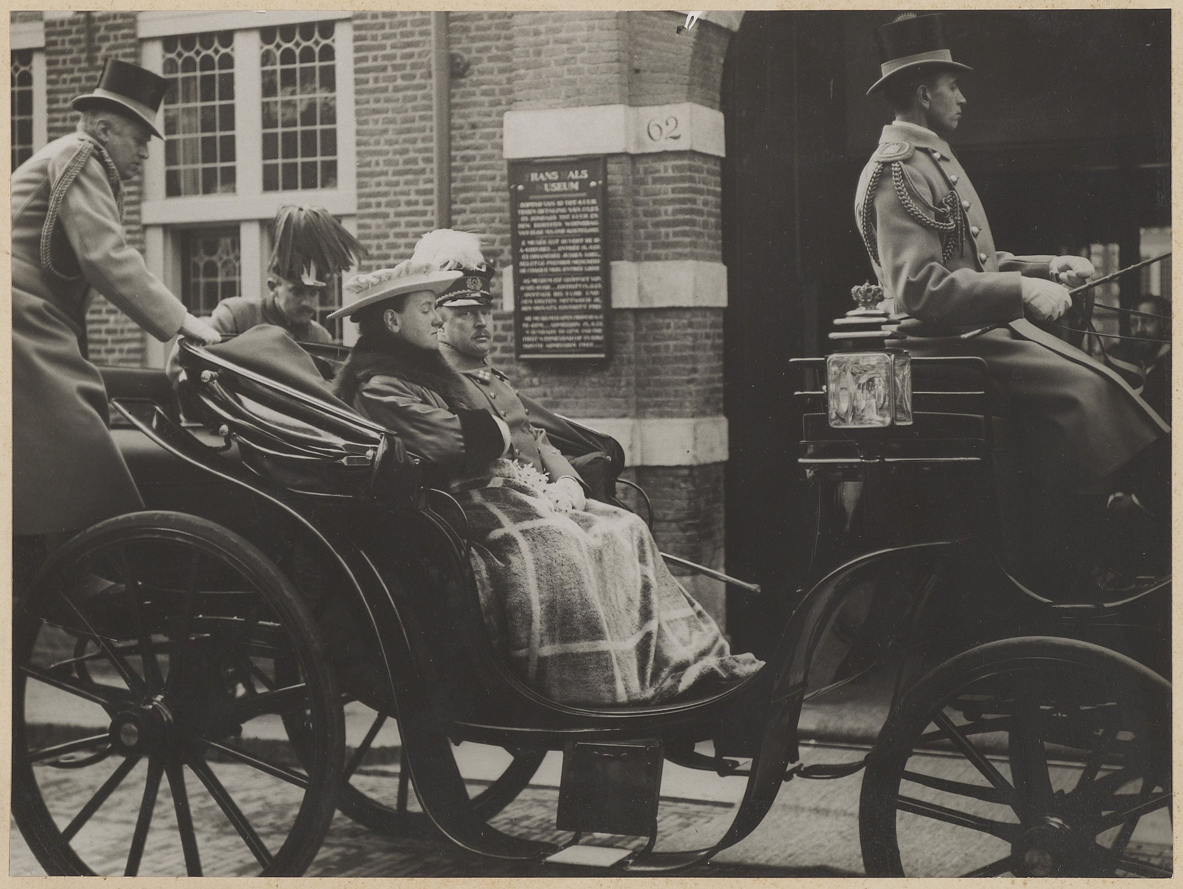 Queen Wilhelmina and Prince Hendrik visiting the Frans Hals Museum, by anonymous photographer, from the Noord-Hollands Archief (North Holland Archive) 