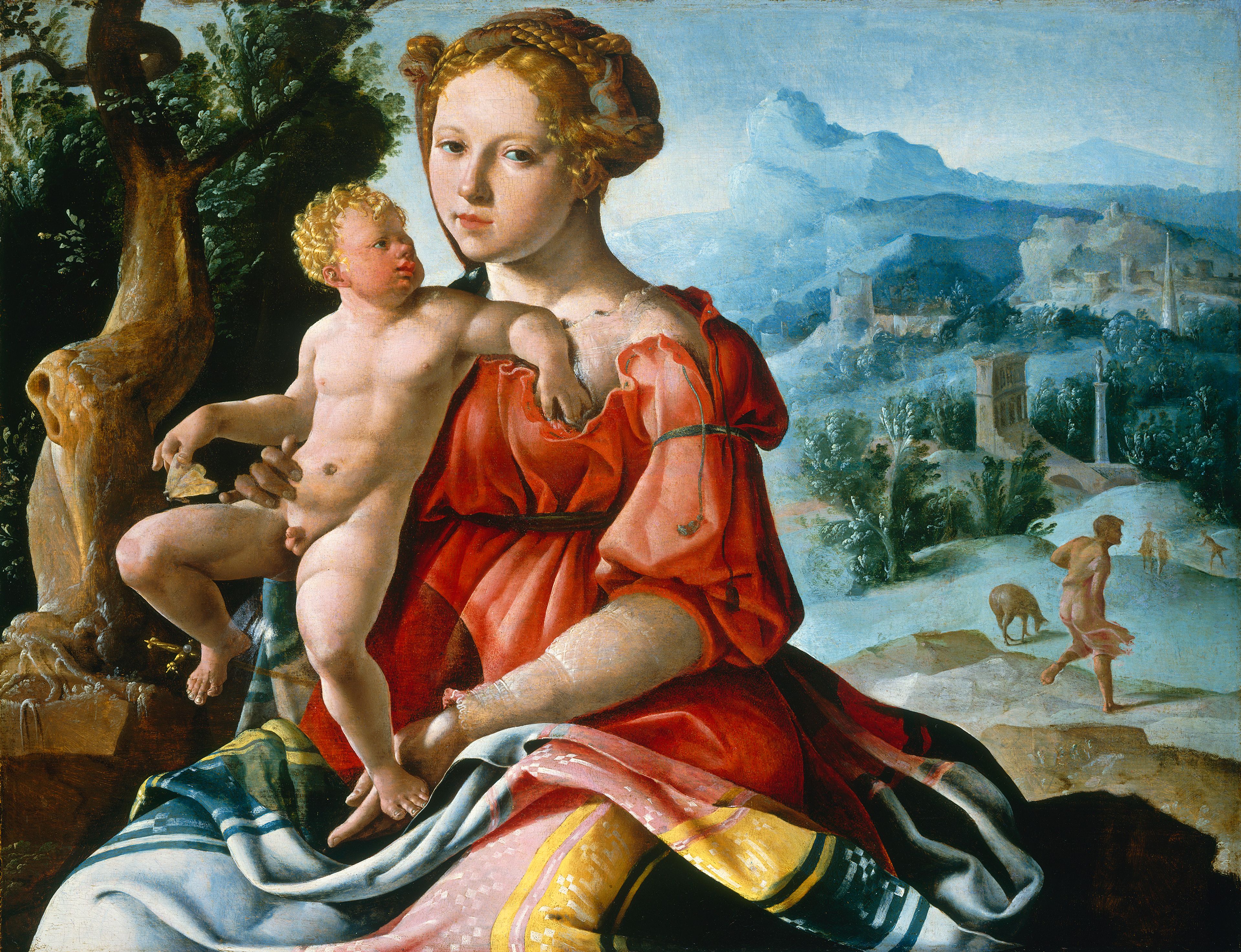 Maarten van Heemskerck, Madonna met Christuskind in een landschap, ca. 1528-1529