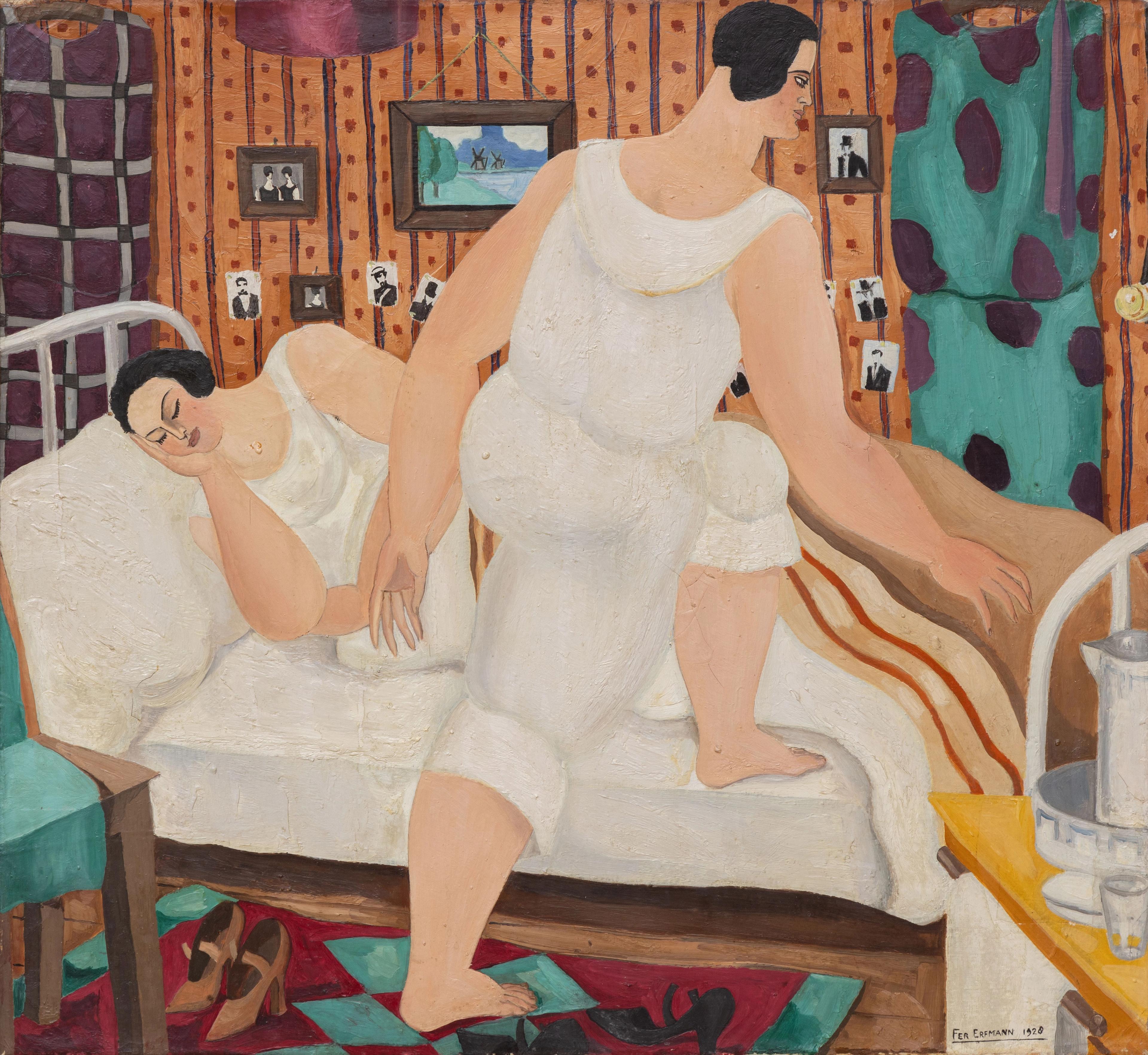 Ferdinand Erfmann, Vrouwen in slaapkamer, 1928, collectie Frans Hals Museum