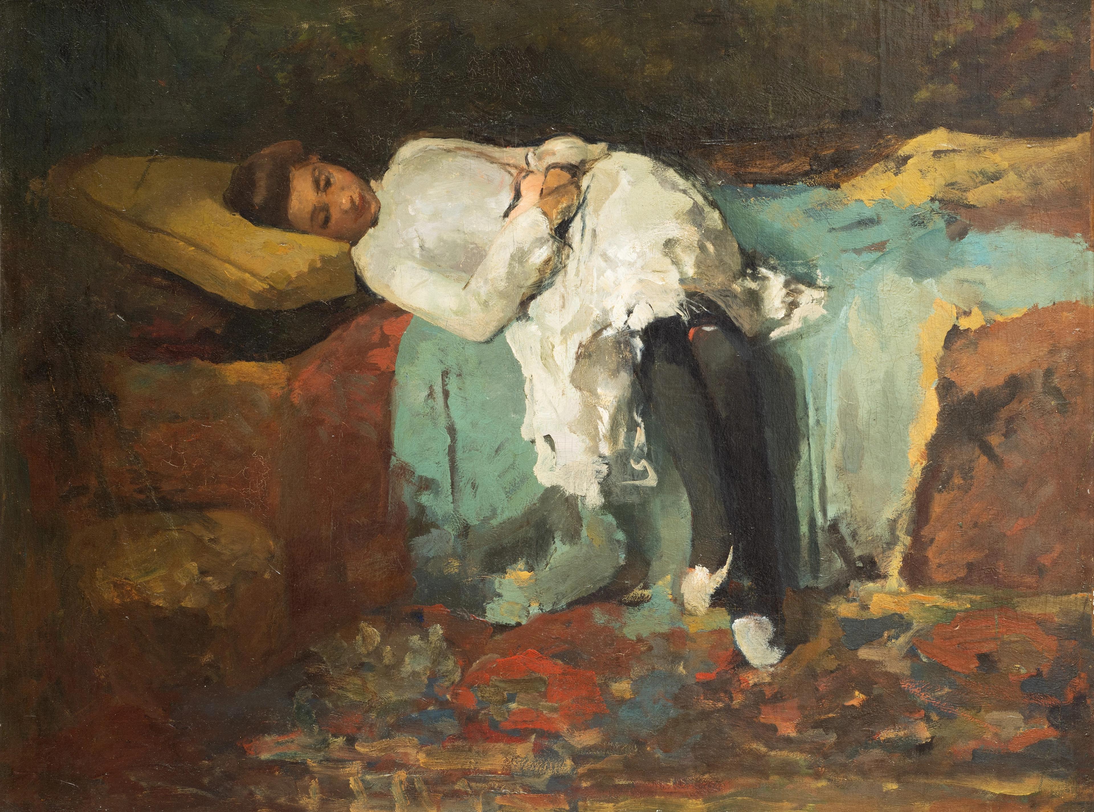 Coba Ritsema, Liggende vrouw op een bank, ca. 1900-1910, particuliere collectie