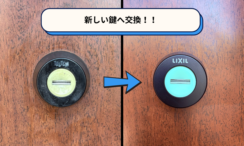 狭山市で玄関鍵（TOSTEM・2箇所）のシリンダー不具合による交換対応｜鍵壱