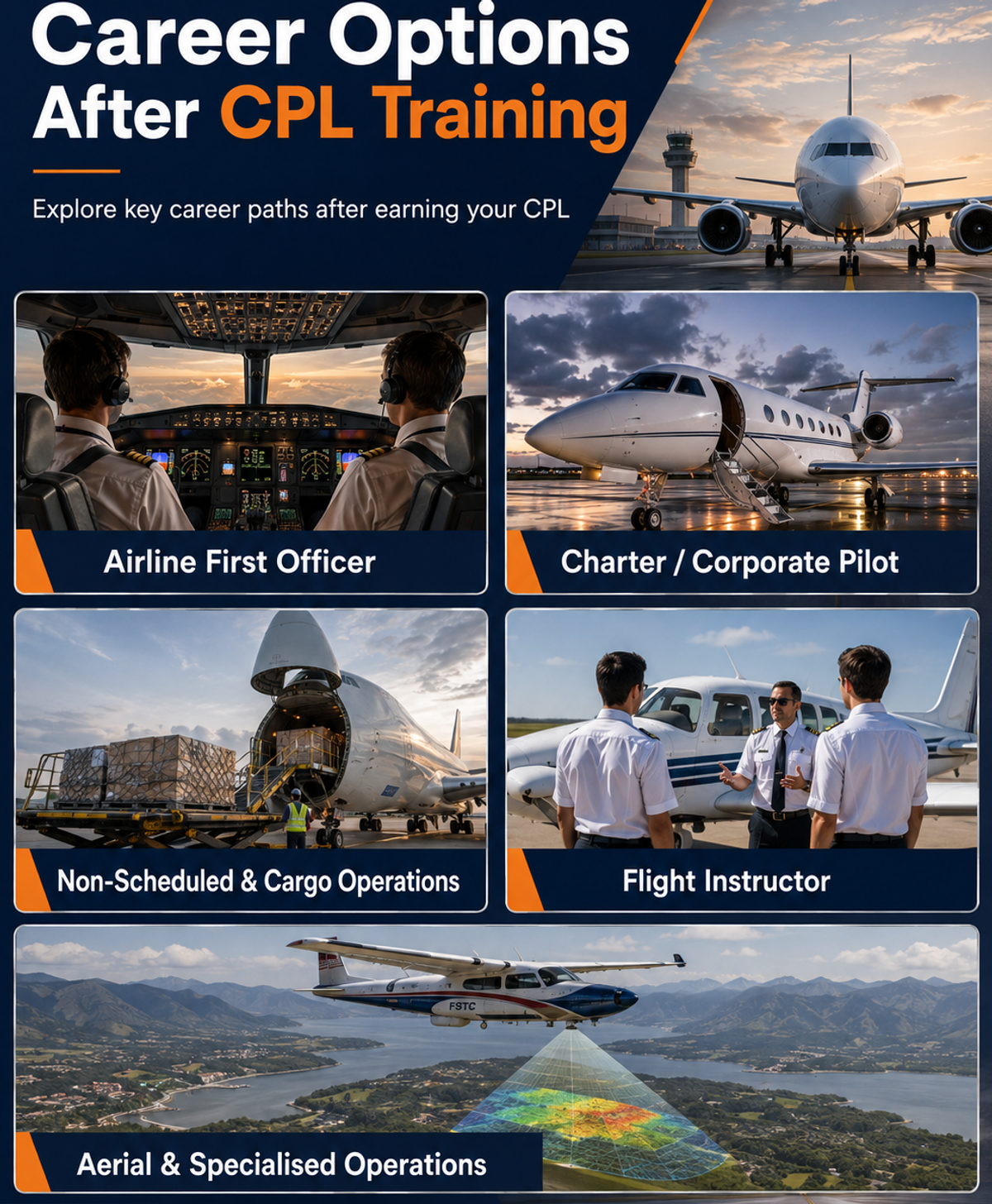 Infographic showing 5 career options after CPL training
