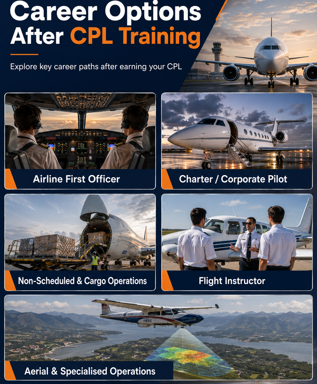 Infographic showing 5 career options after CPL training