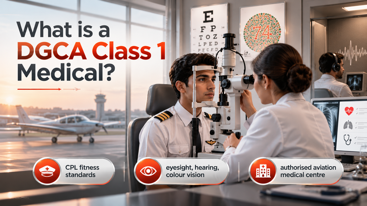 Pilot undergoing an eye test at an authorised aviation medical centre for DGCA Class 1 medical