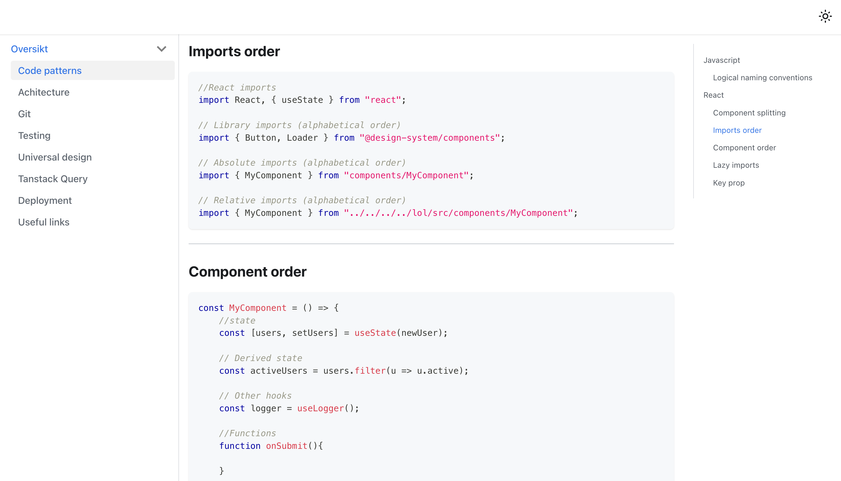 a code snippet on how to order react imports
