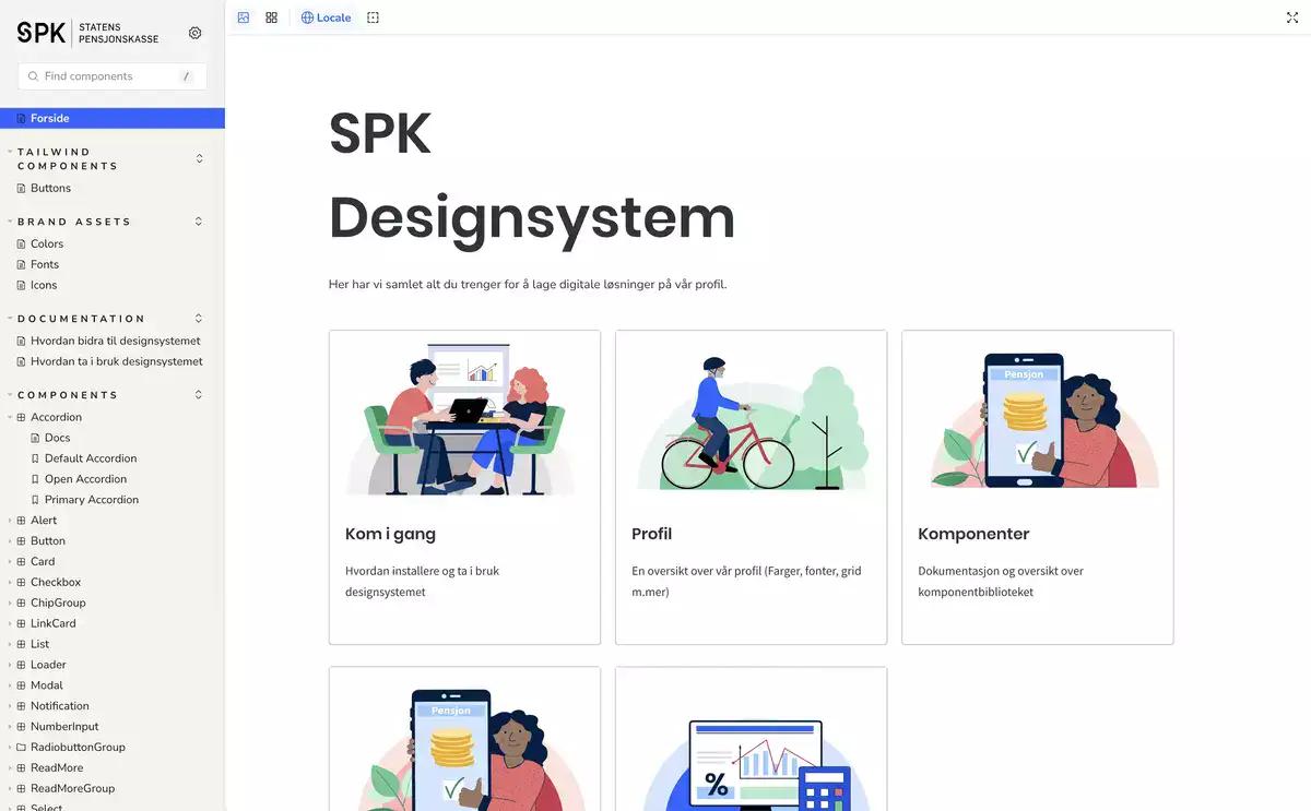SPK design system frontpage with storybook