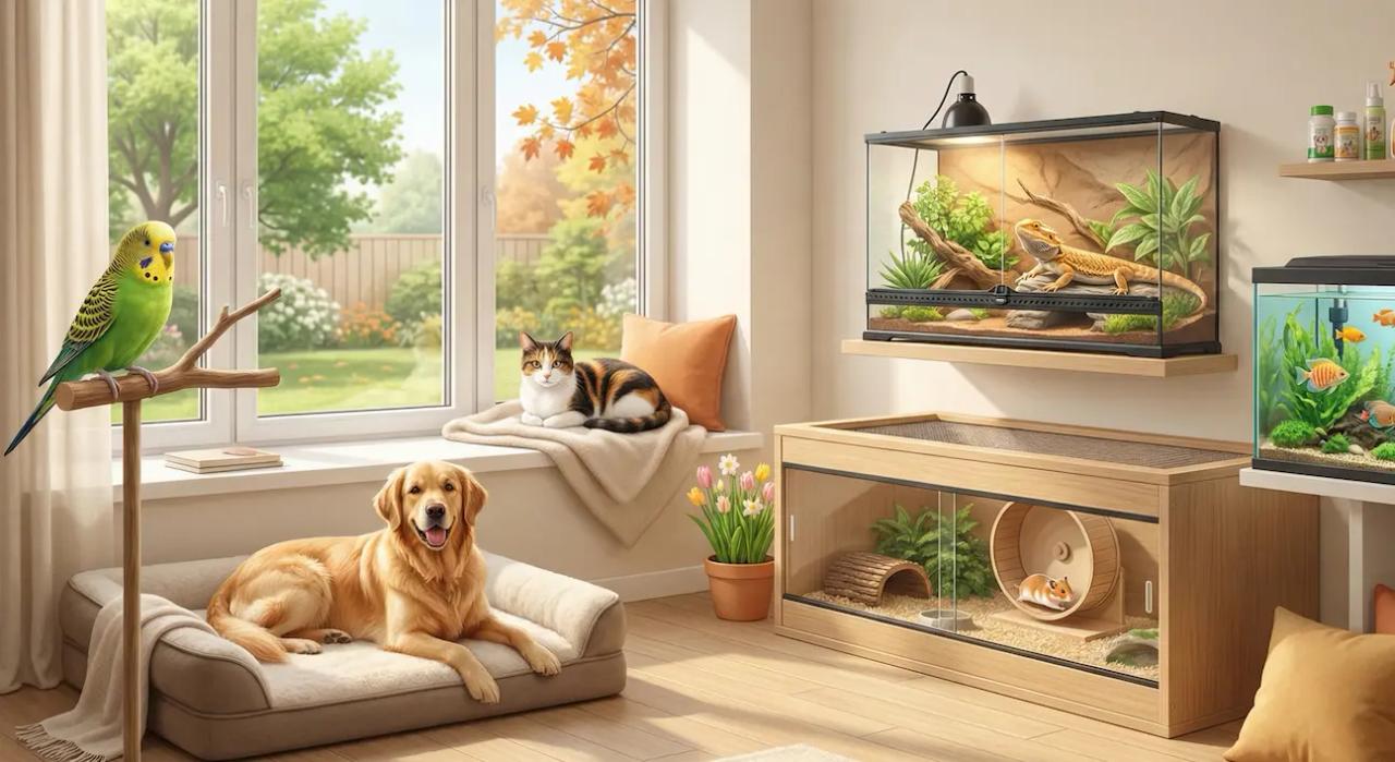 Indoor Pet Care 101: Daily Basics & Seasonal Tips for Dogs, Cats, Birds, Reptiles, Small Pets, Fish