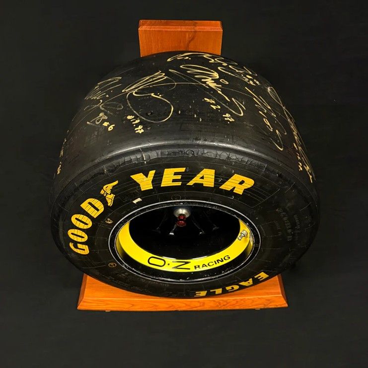 90s F1® CHAMPIONSHIP WINNING TYRE SIGNED BY 20 DRIVERS GOES TO AUCTION
