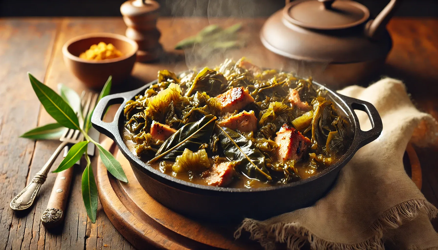 Greens (mustard or collard, smoke meat)