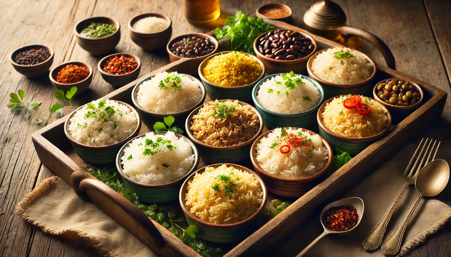 Rice (white, yellow, brown, cilantro, Spanish)