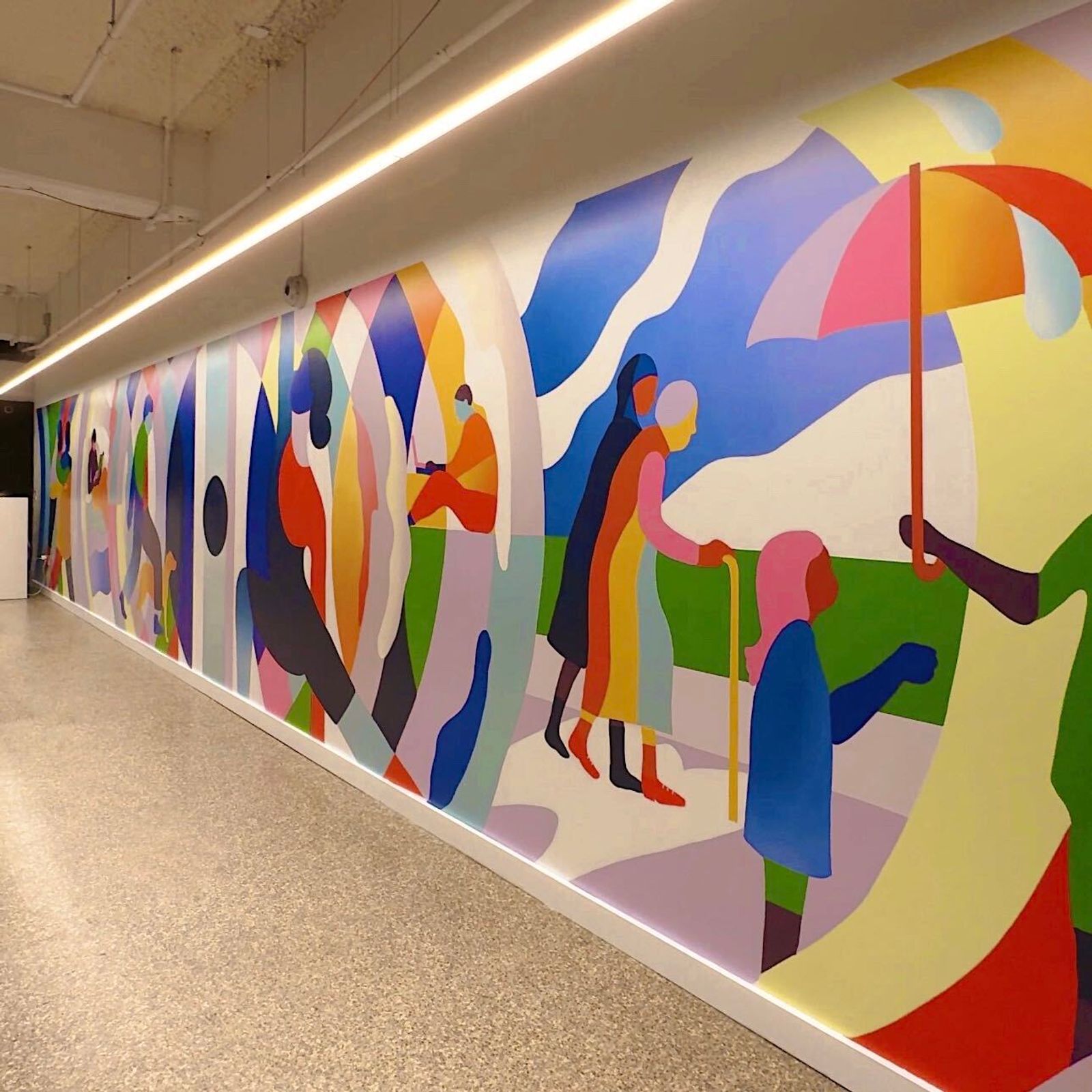 A mural in Oscar Health's New York City office