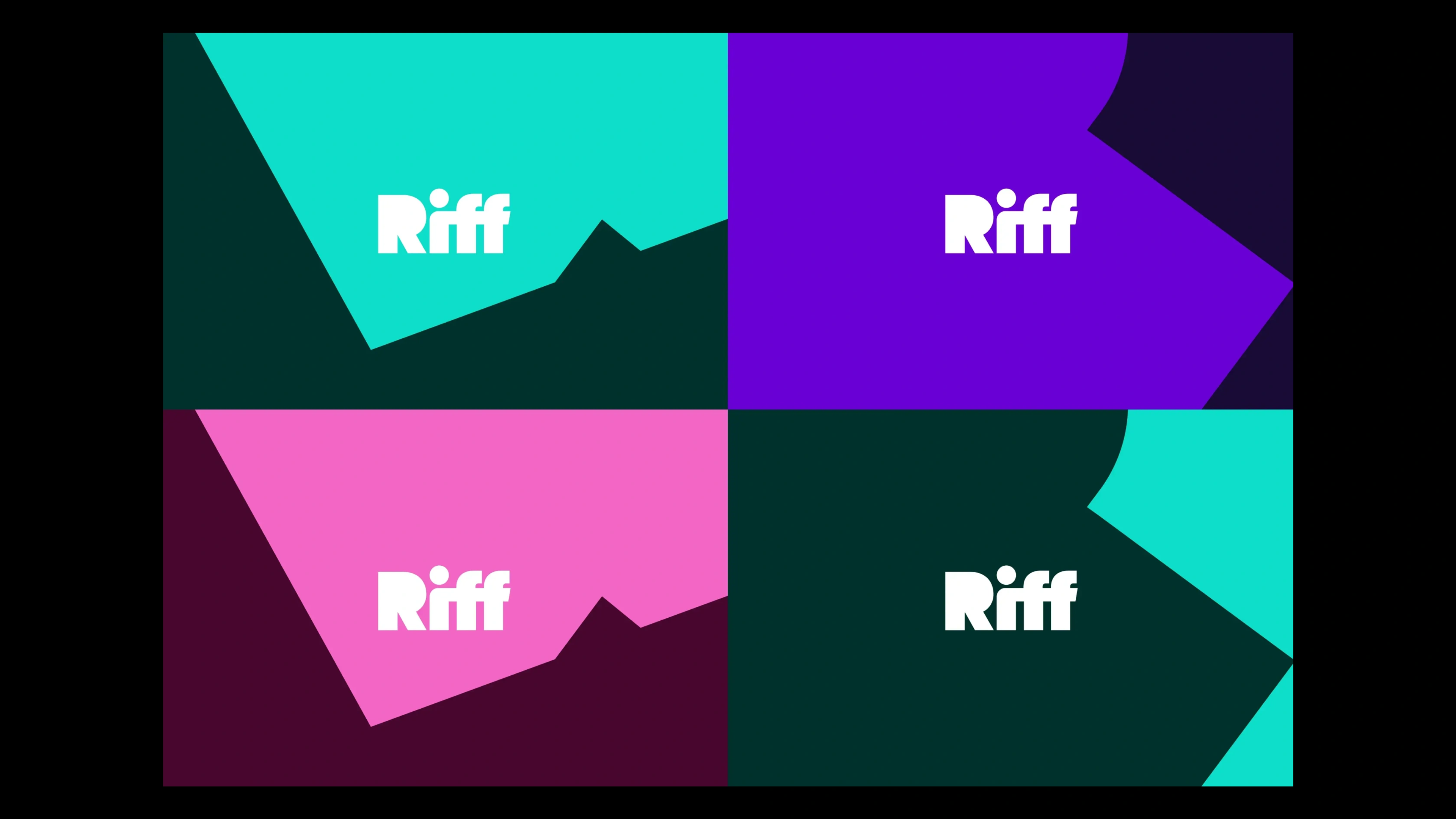 Graphic displaying Riff logo. andvisual identity in different colours