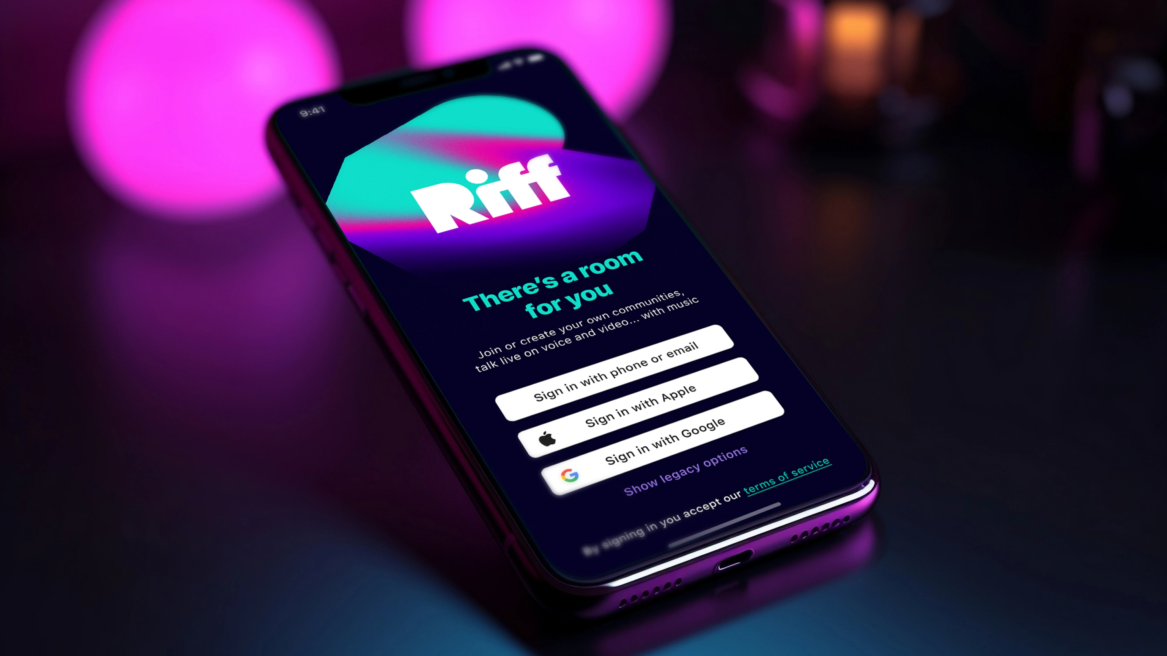 Riff UI and UX mobile app splash page design by Bodkin