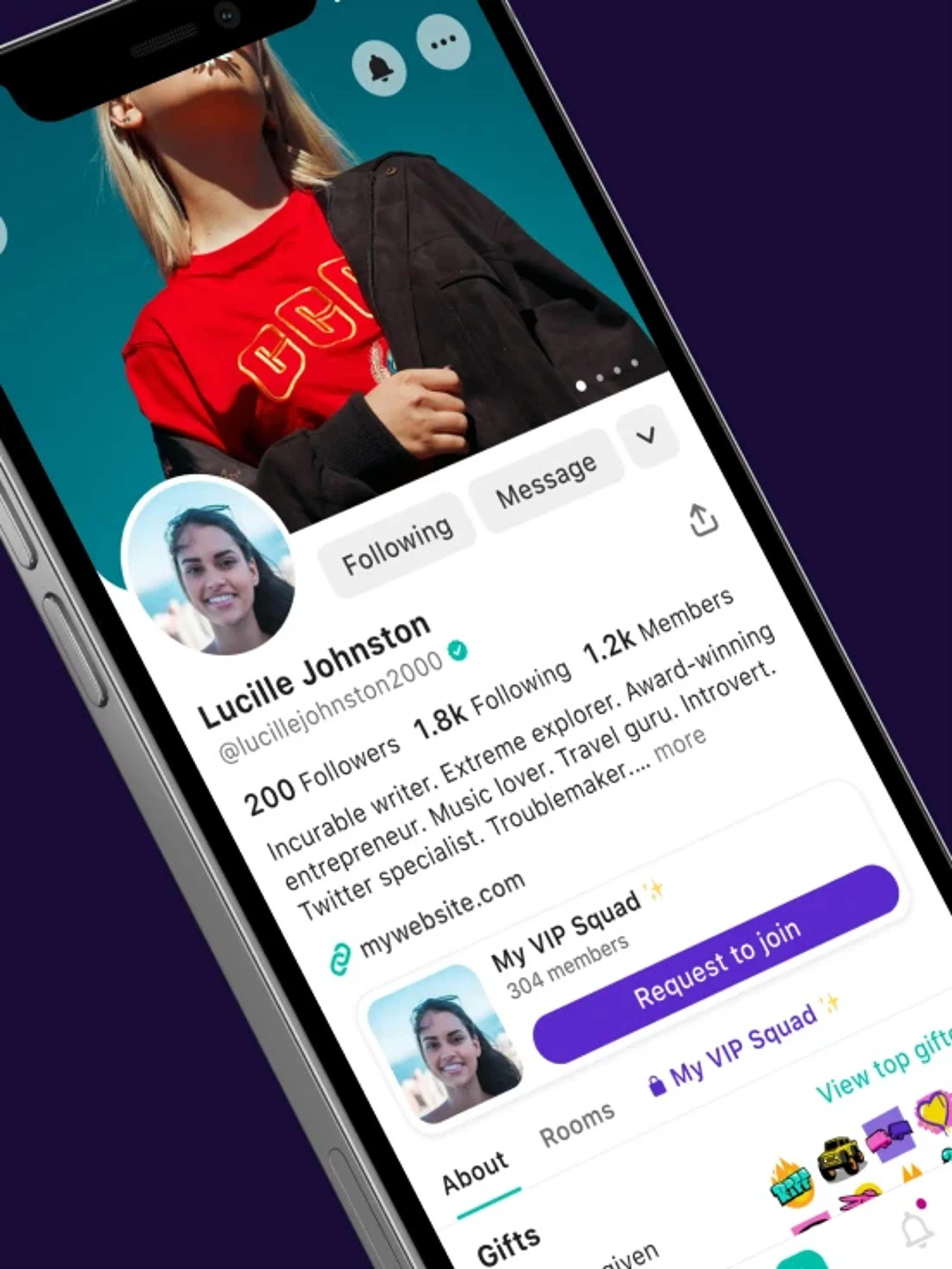 Riff profile page UI and UX mobile app design