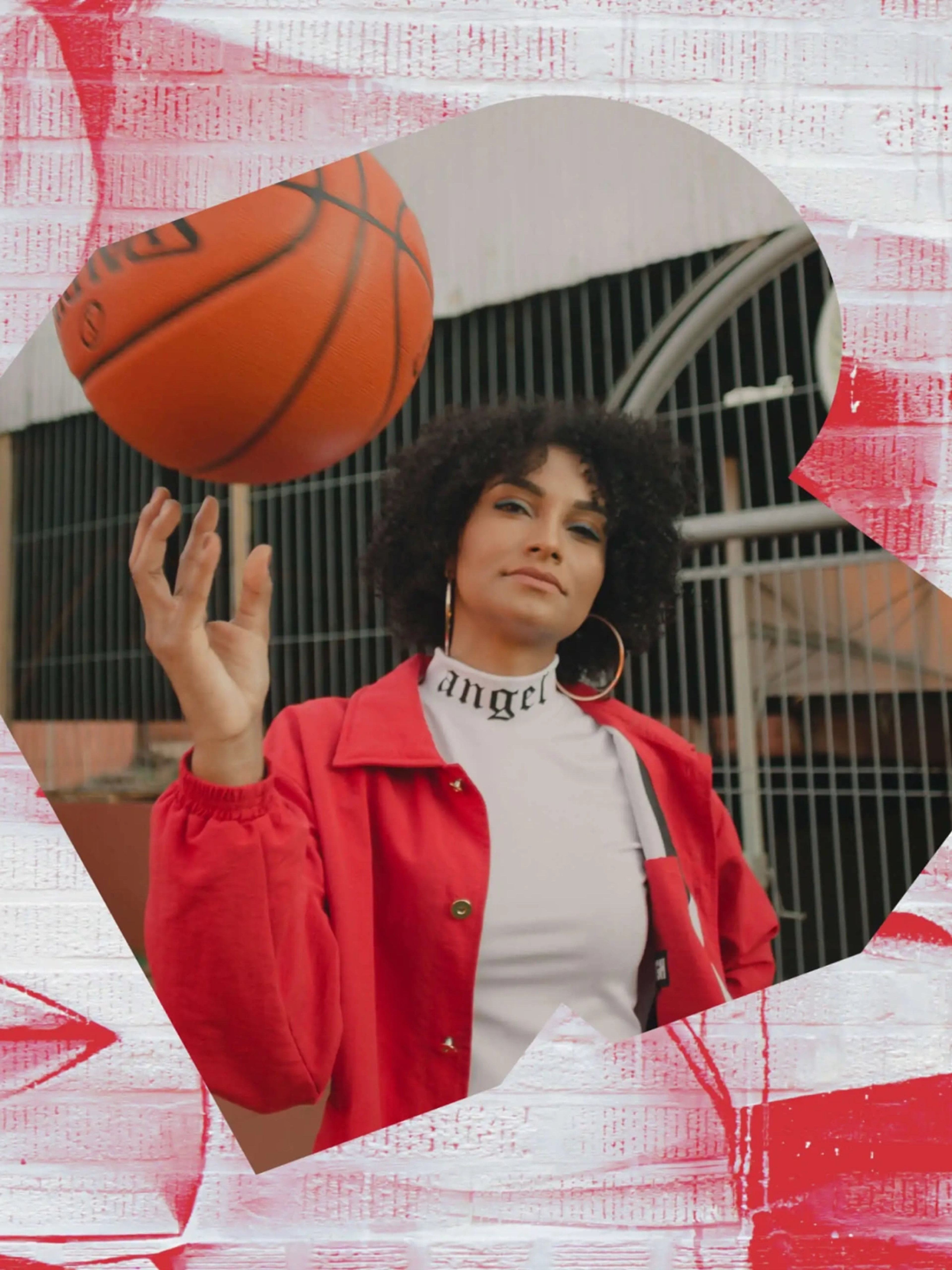 Riff logo symbol containing photography of a basketball player