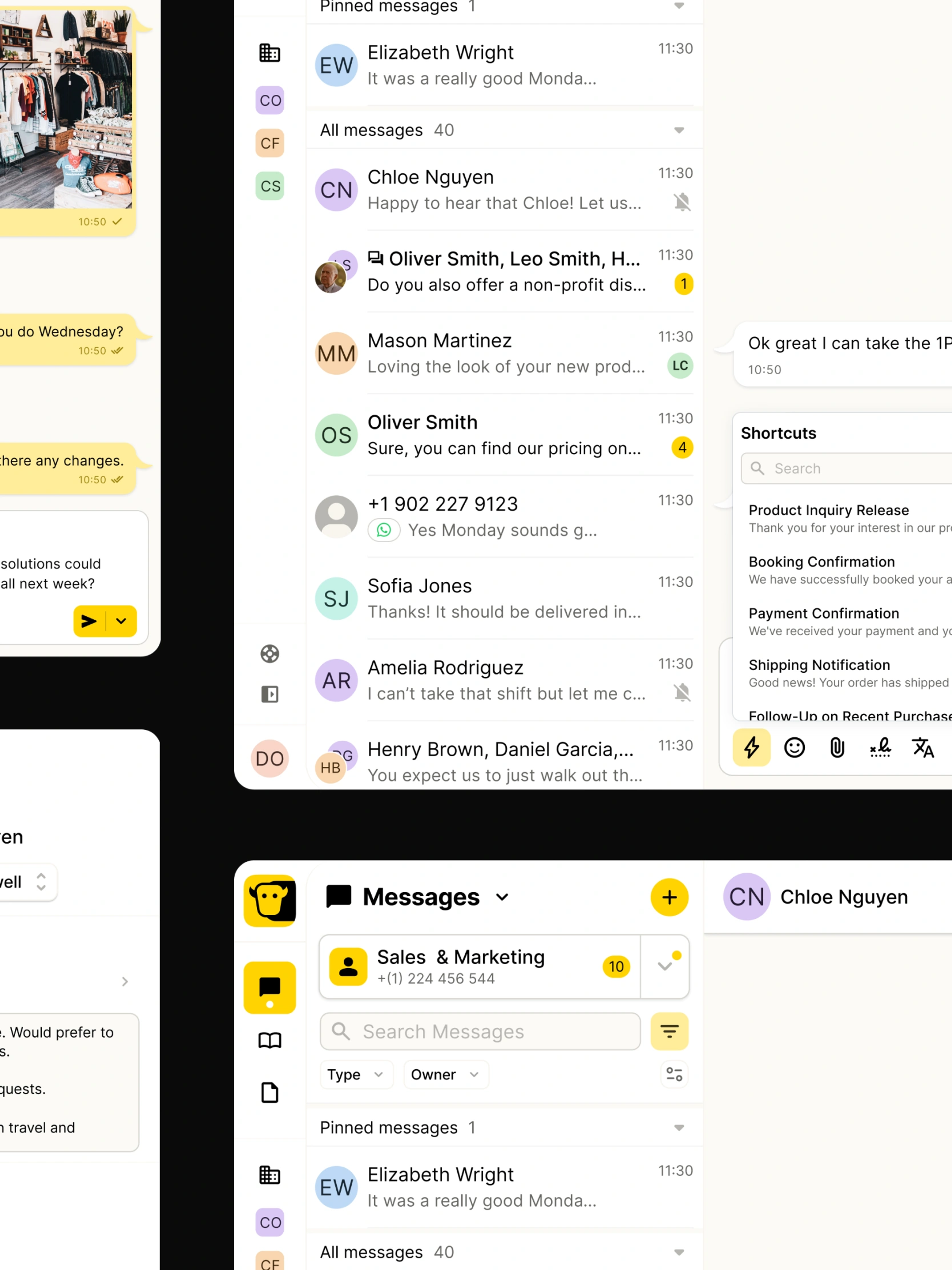 YakChat messages UI/UX