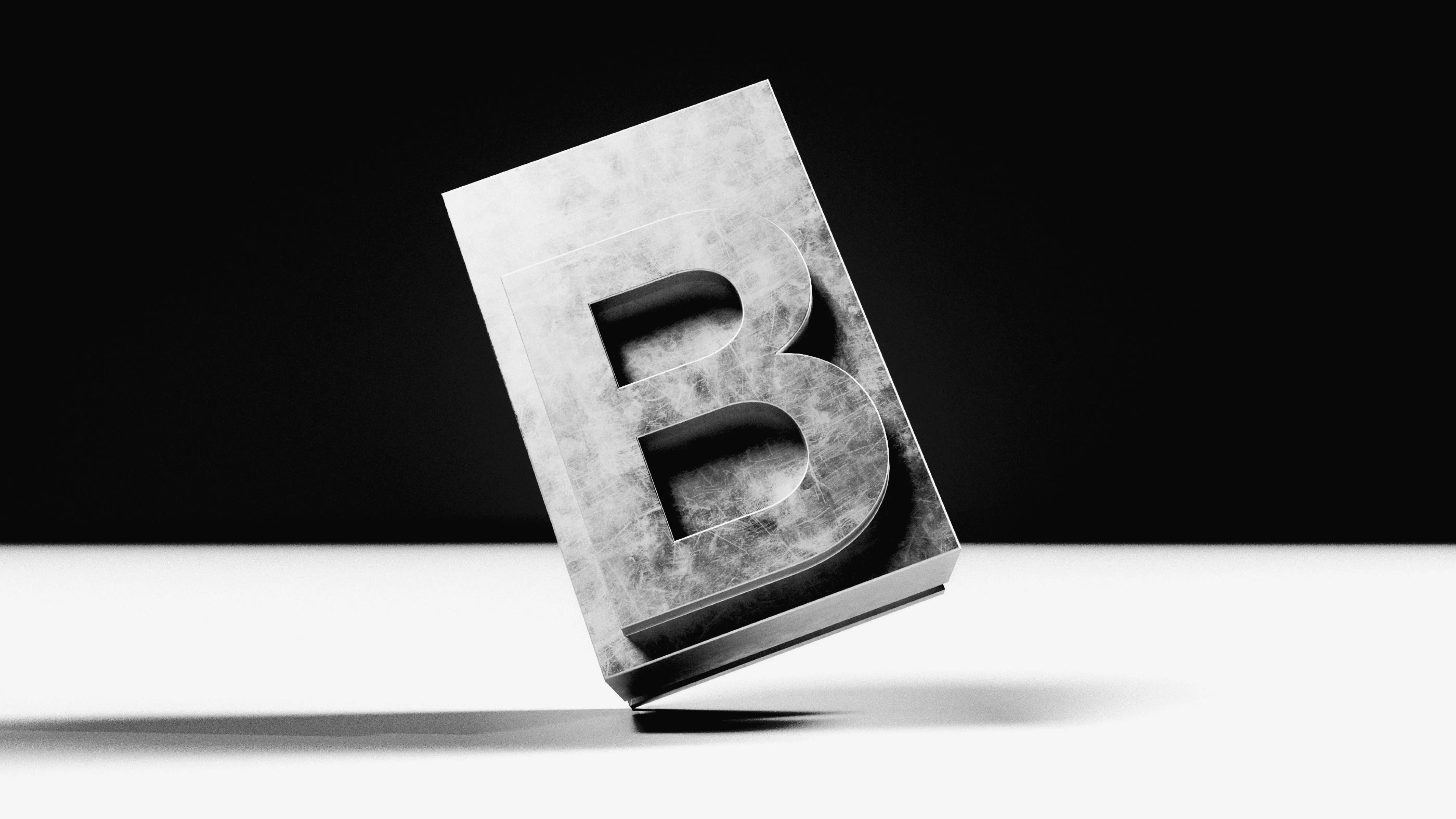 Image of bodkin logo 3D rendered as metal type