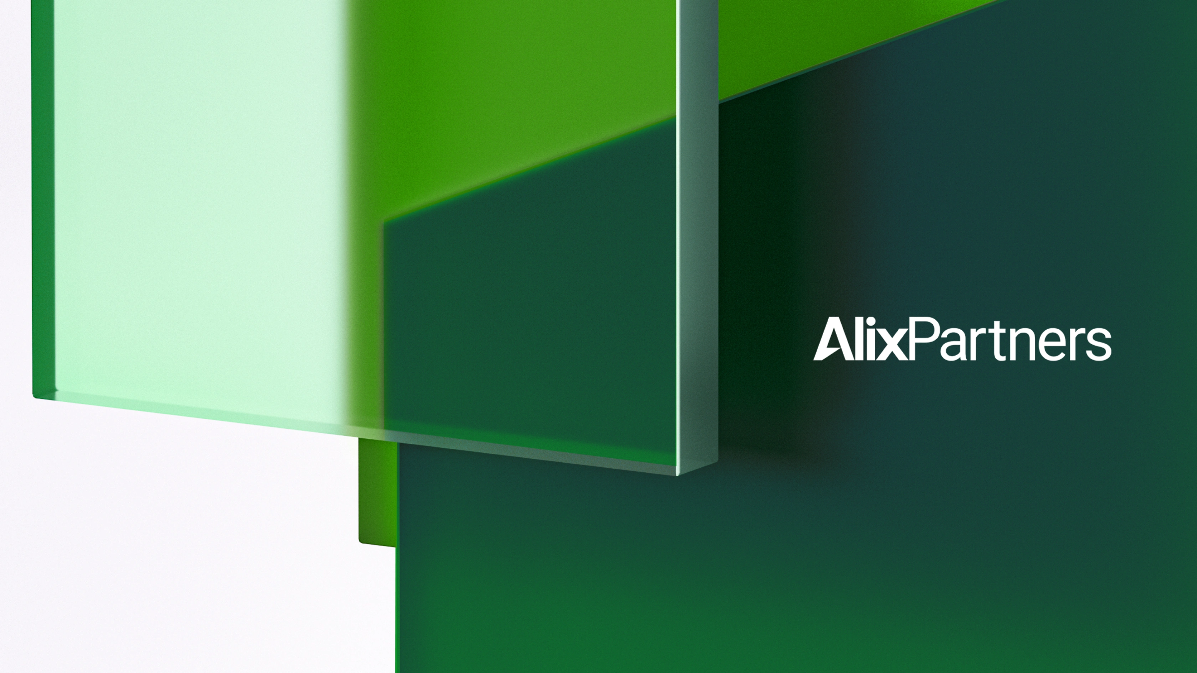 AlixPartners logo on top of geometric 3D visual