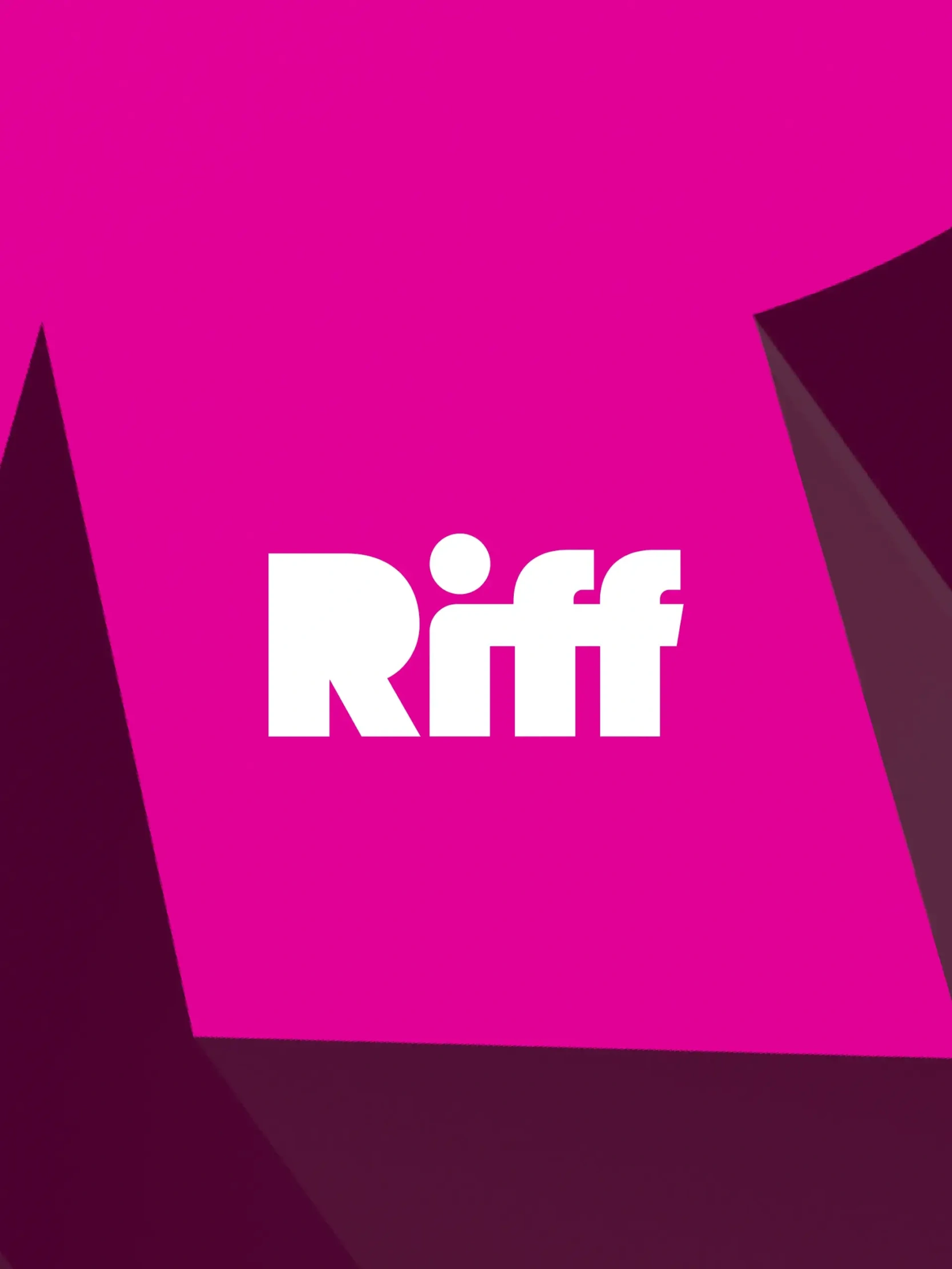 Riff branding wordmark on 3D pink symbol