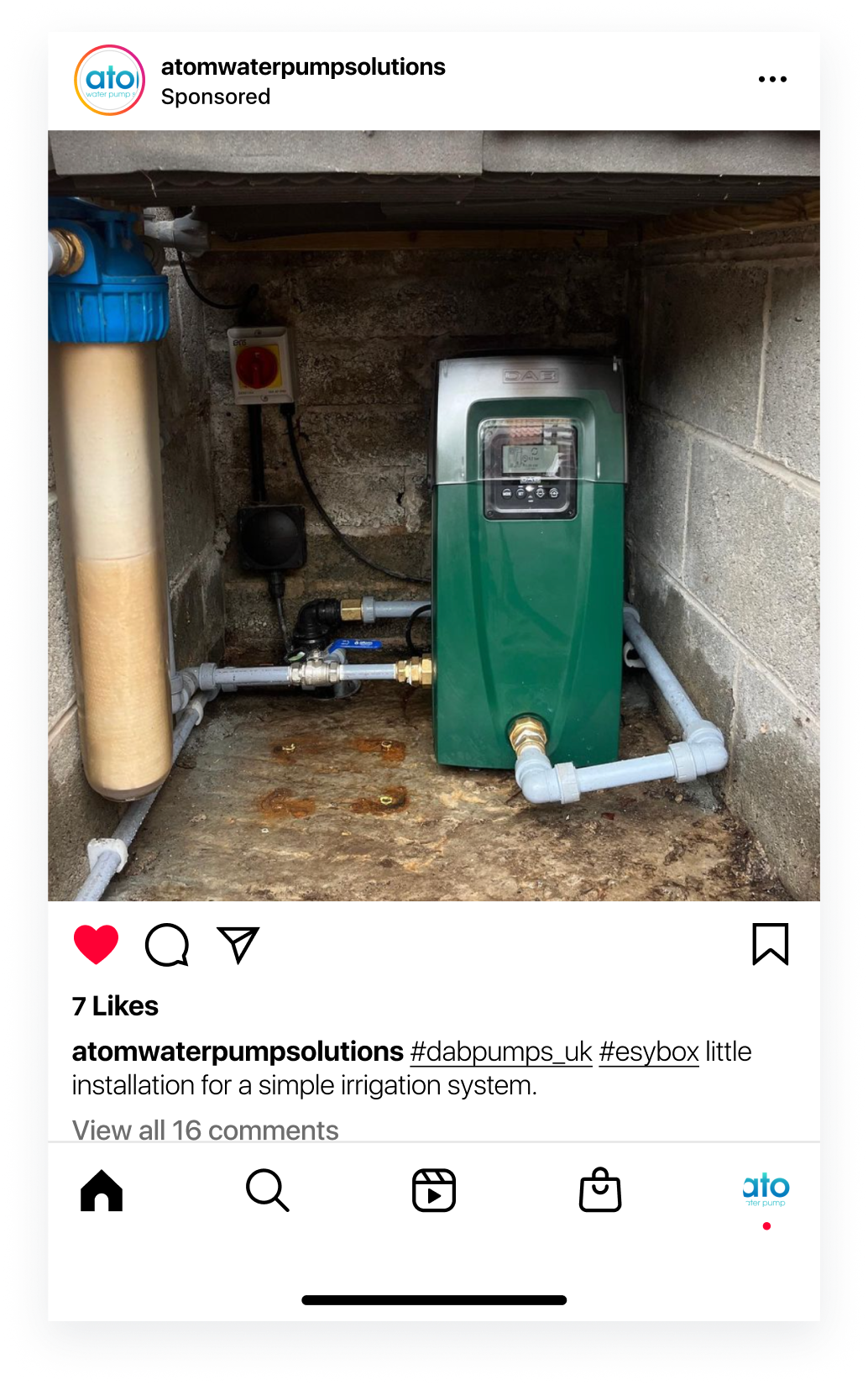 Atom Water Pump on Instagram