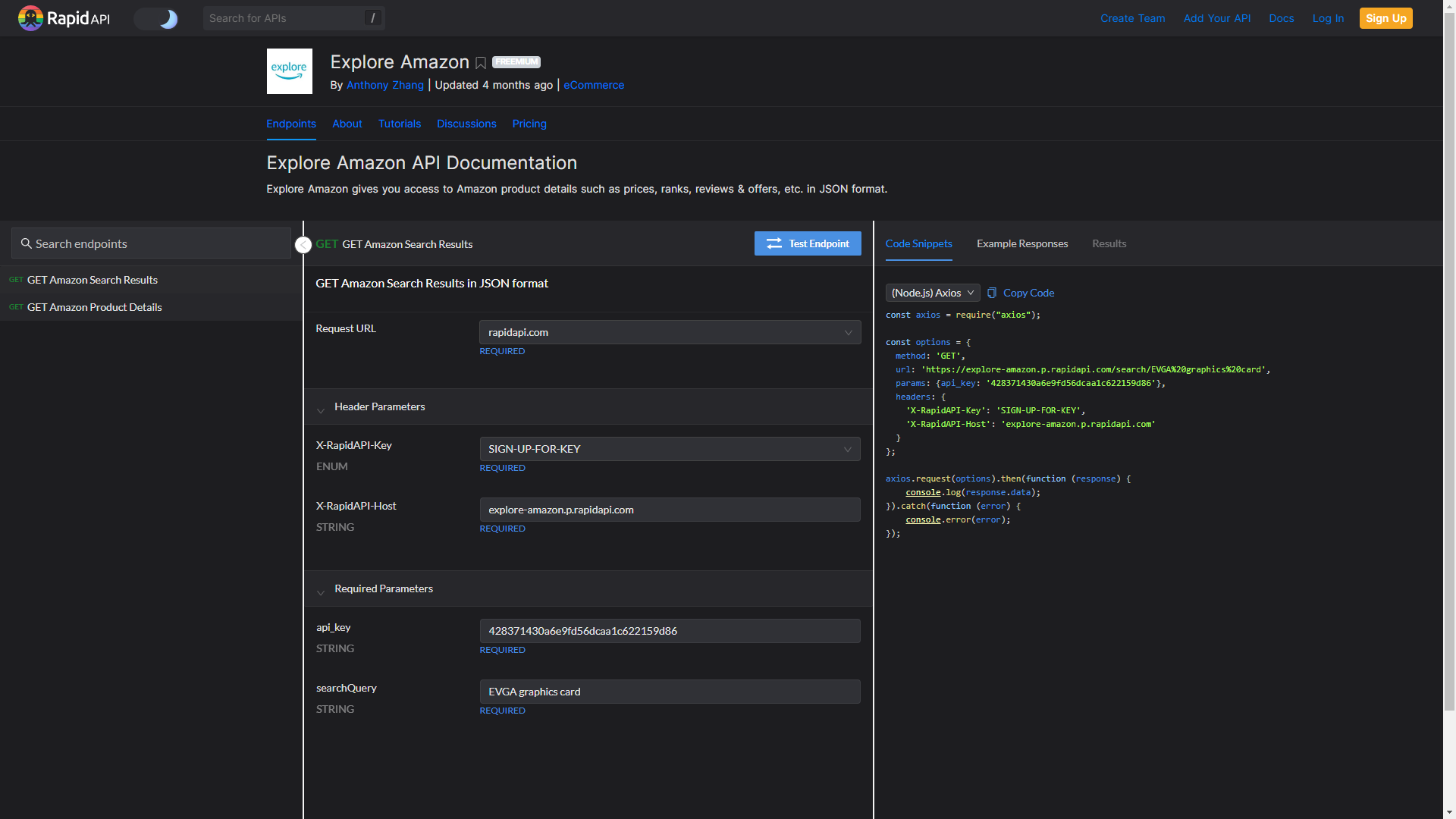 Explore Amazon API