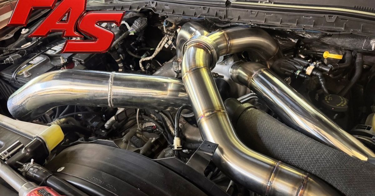 Hand-fabricated stainless steel piping kit with TIG welds and V-Band clamps for 2020+ 6.7L Ford Powerstroke