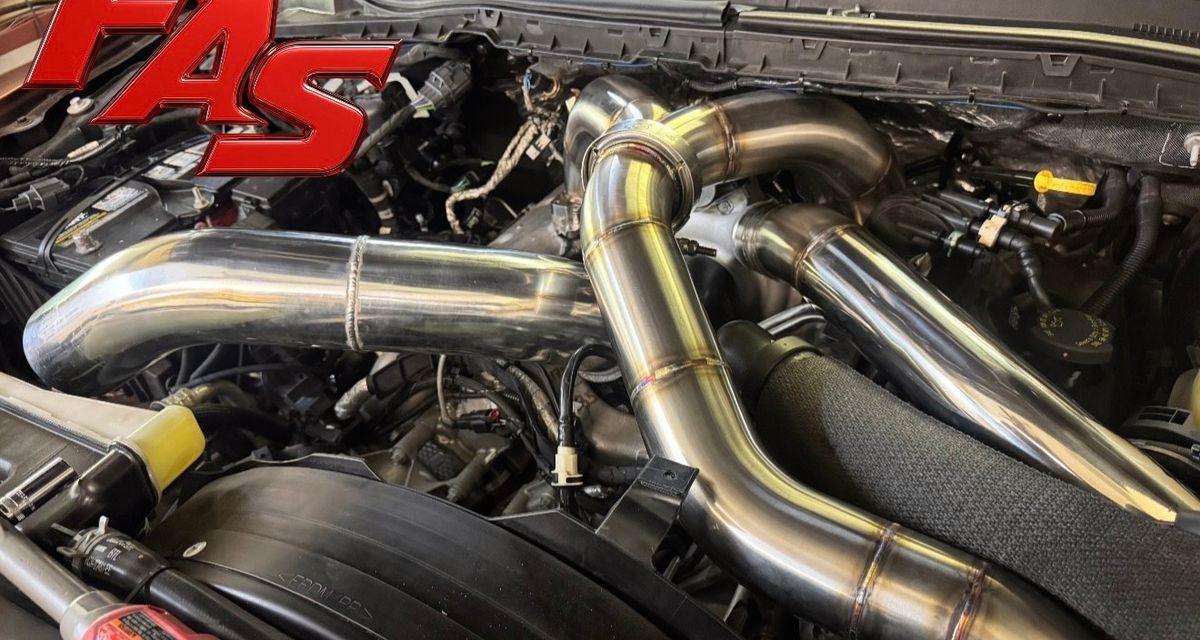 Hand-fabricated stainless steel piping kit with TIG welds and V-Band clamps for 2020+ 6.7L Ford Powerstroke