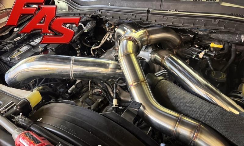 Hand-fabricated stainless steel piping kit with TIG welds and V-Band clamps for 2020+ 6.7L Ford Powerstroke