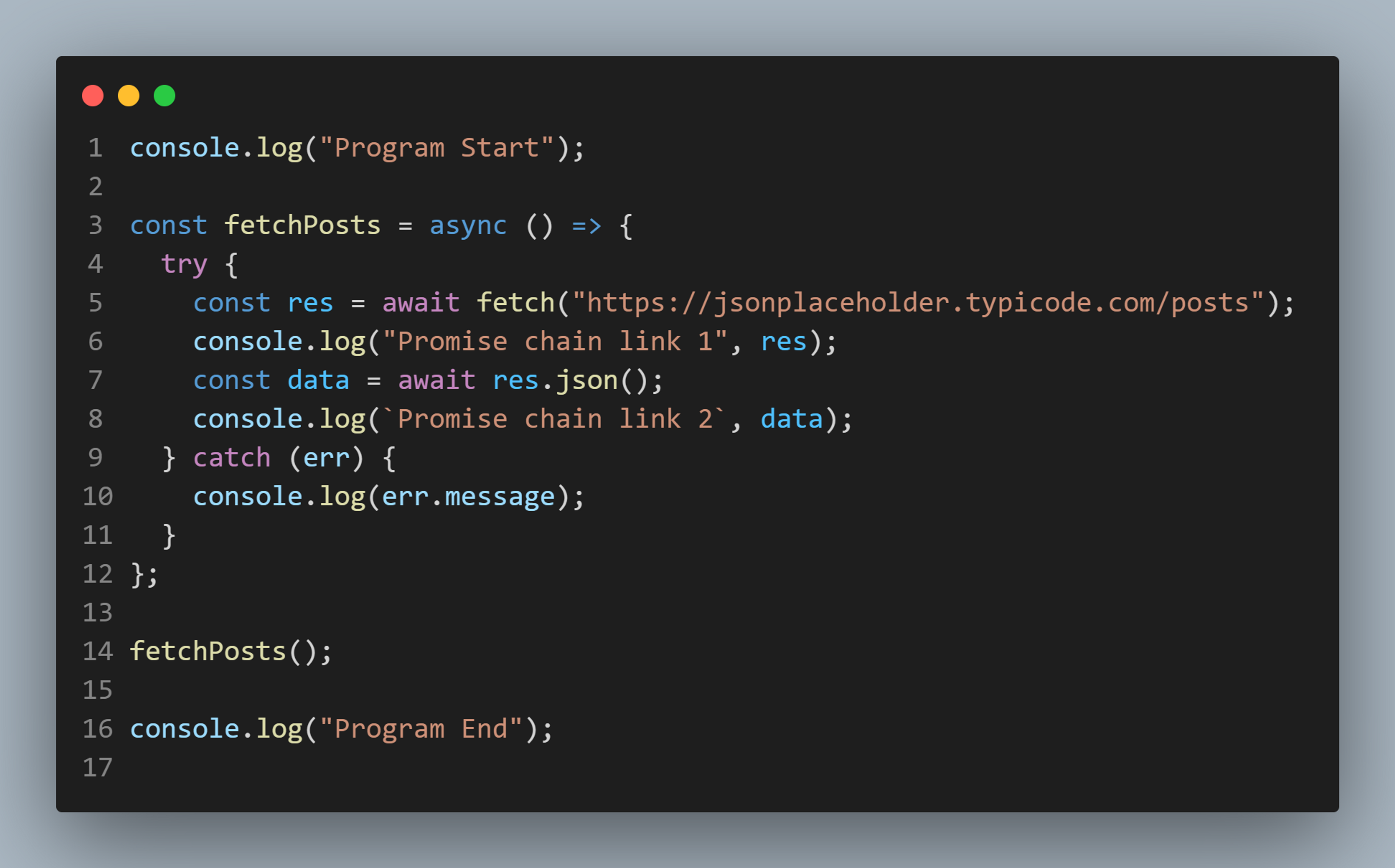 Promise chaining using async await keyword