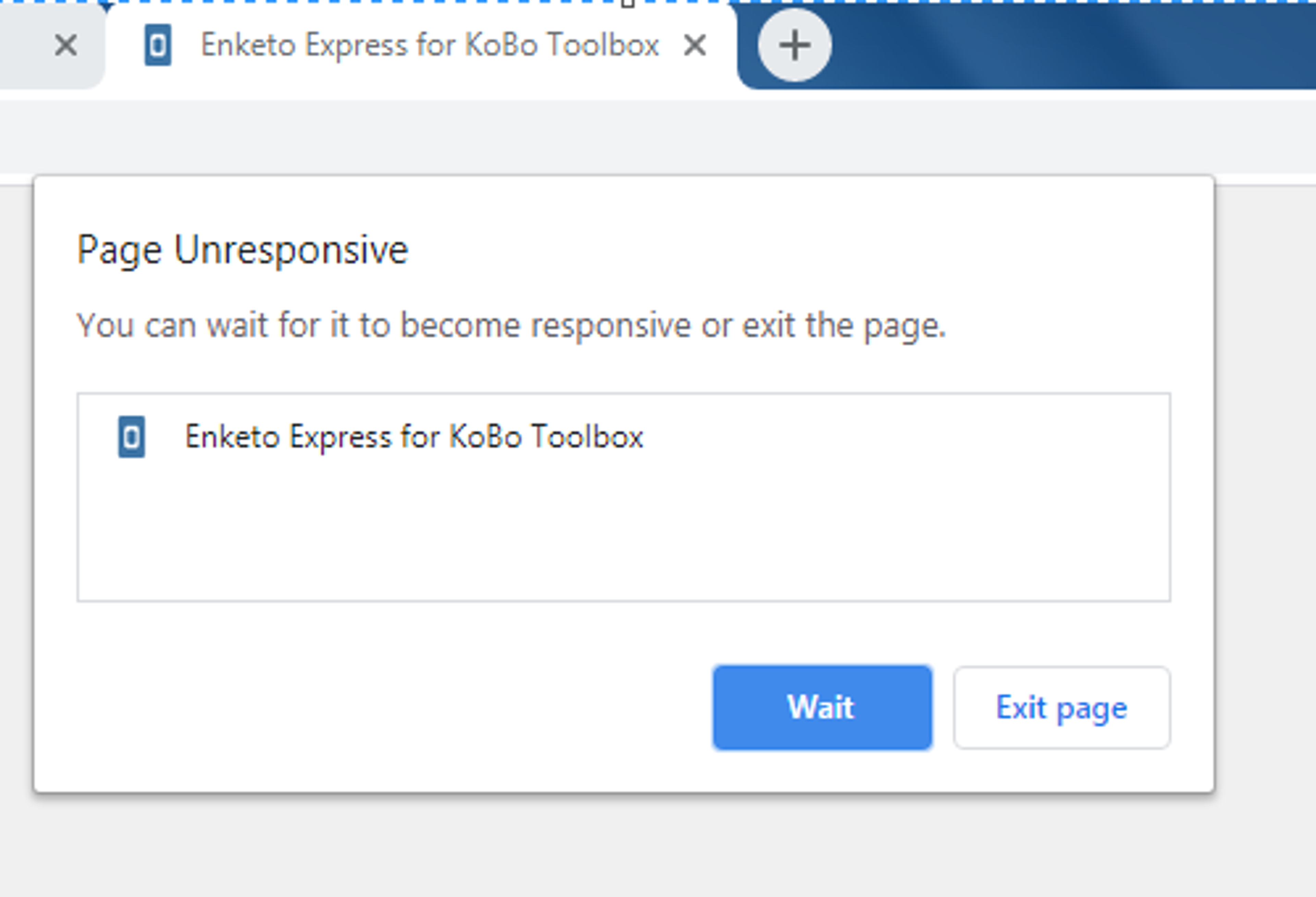 Page unresponsive dialog