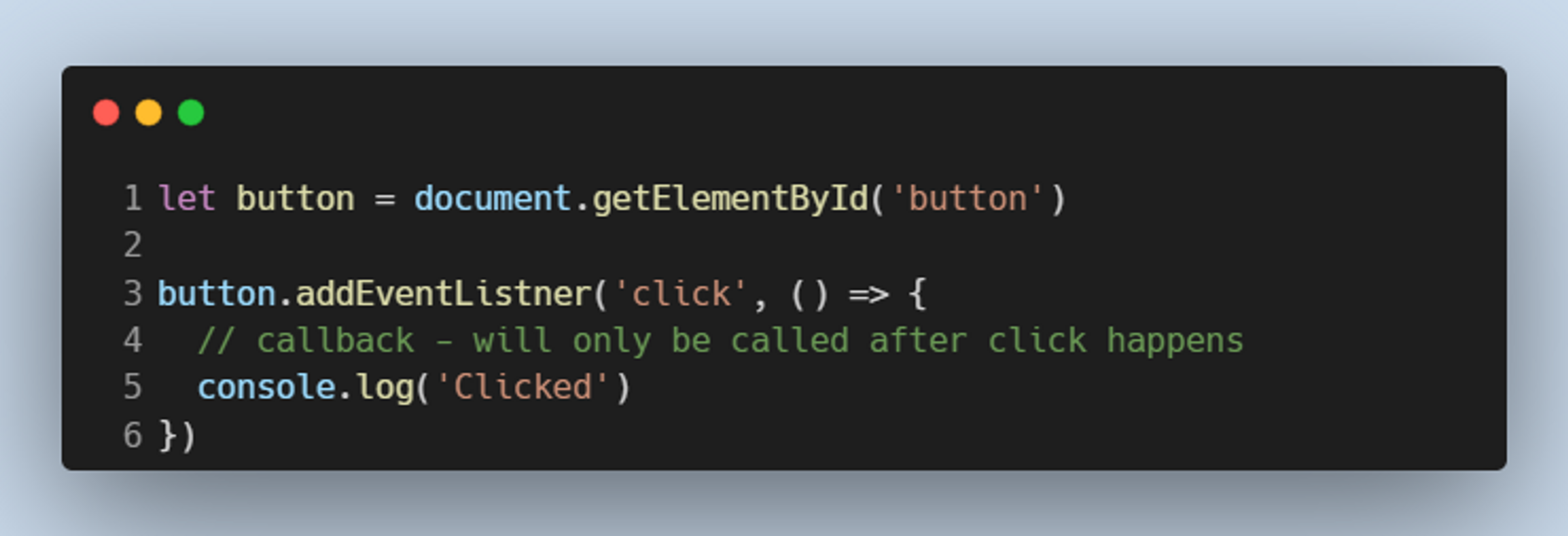 Eventlistner callback example
