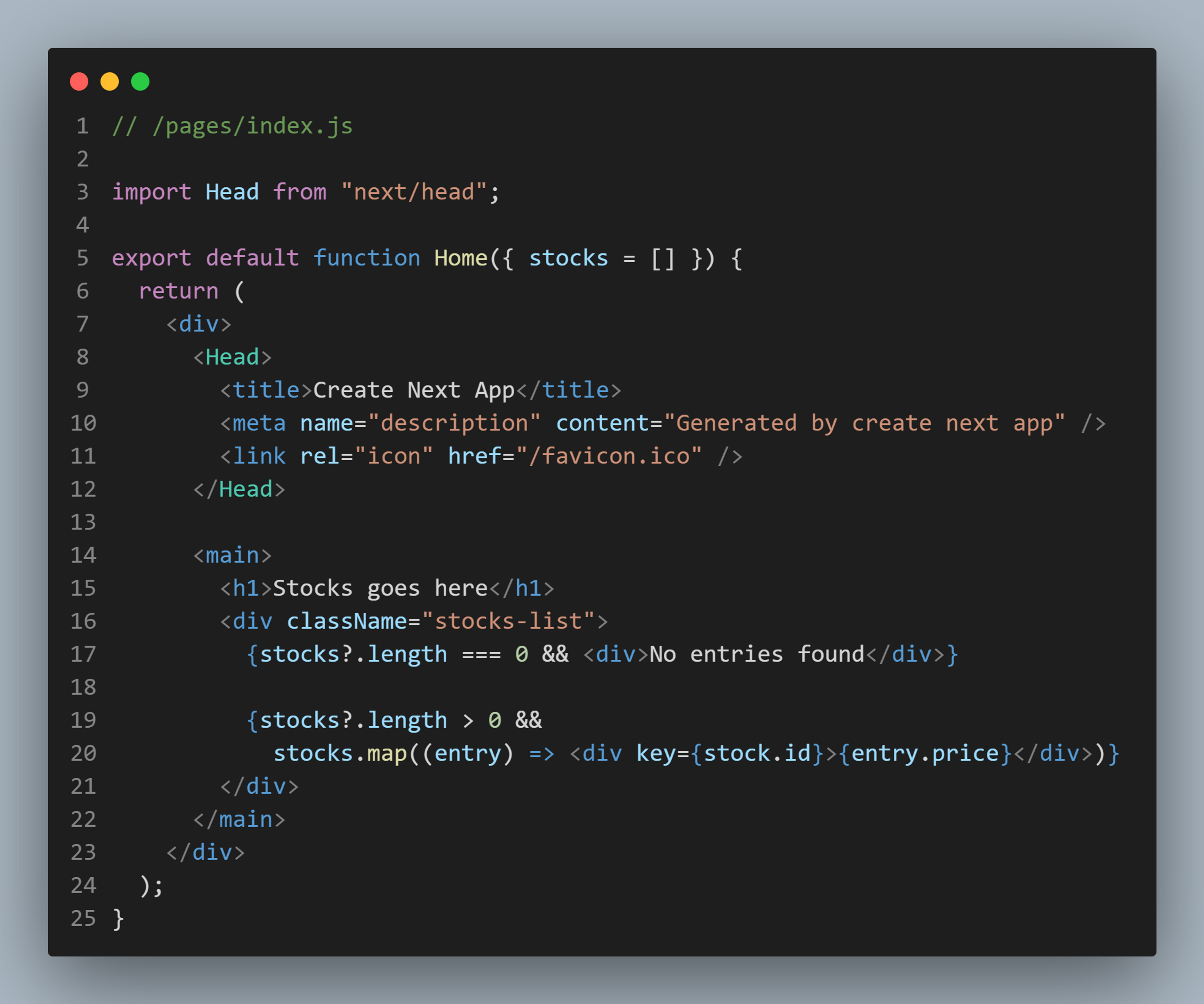 Homepage with initial content