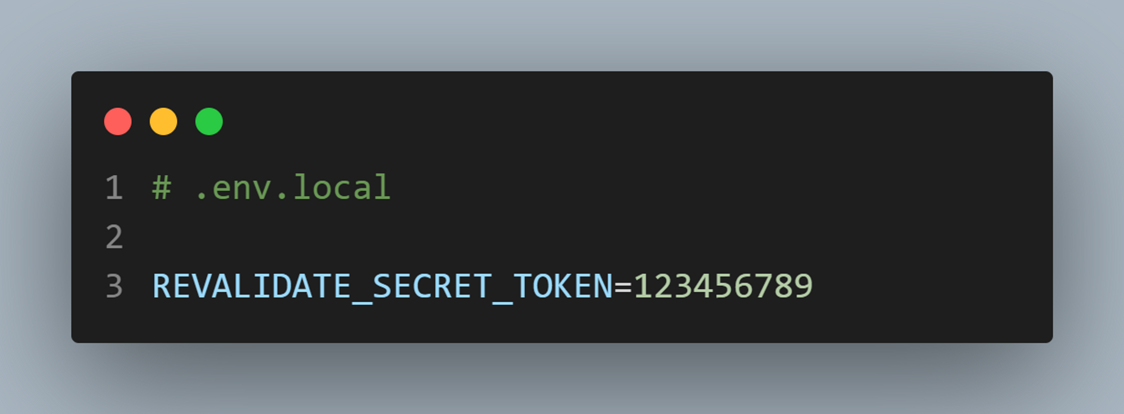 Adding secret token to .env.local file
