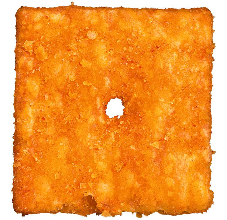 A high resolution scan of a cheez-it cracker