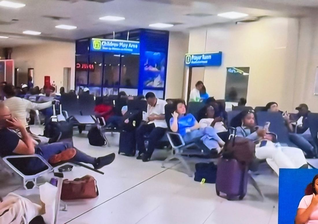 Part of the Travellers who were stranded at JKIA on Sunday; The aviation workers called off their strike early Monday