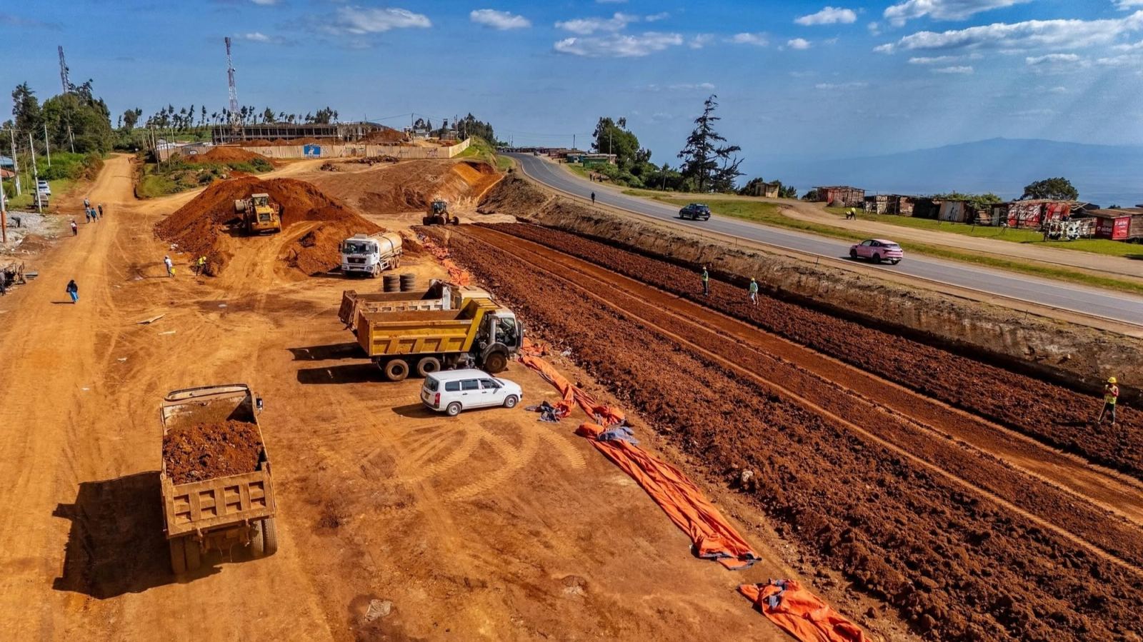Part of the Rironi-Nakuru-Mau Summit Road under construction: The National Land Commission is racing against time to find additional 25 acres of land following design changes