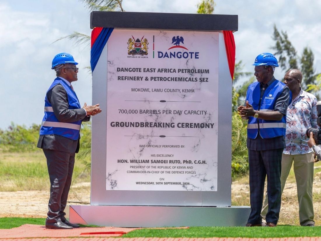 President Ruto and Mr Aliko Dangote during the launch of the Dangote Lamu Refinery on September 30, 2026