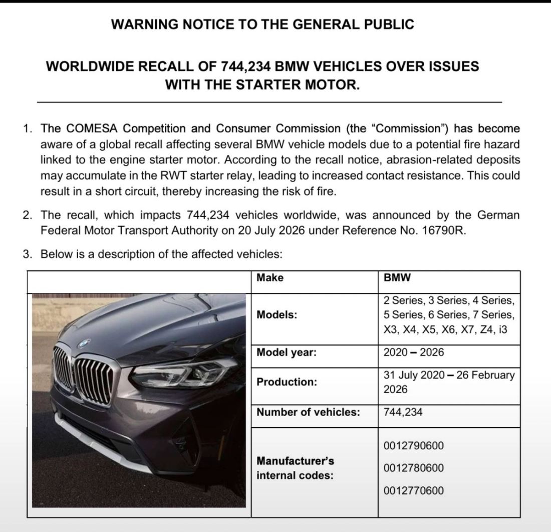744,000 BMWs Recalled Over Fire Risk — And Why African Consumers Can’t Just Shrug It Off