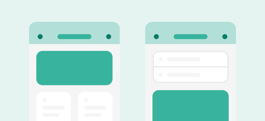 En komponent som brukes på to forskjellige skjermbilder