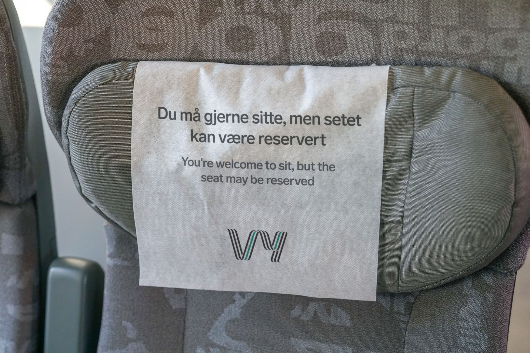 Antimak med info om at setet kan være reservert