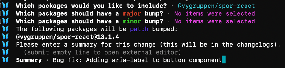 Terminal showing step 2 of version release